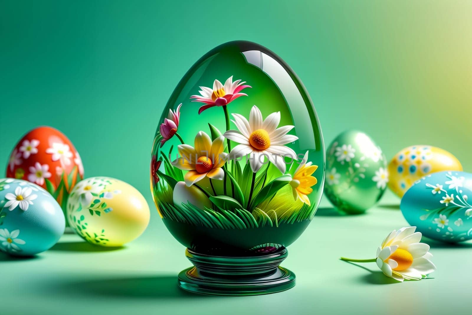 Easter greeting card, colorful Easter eggs .