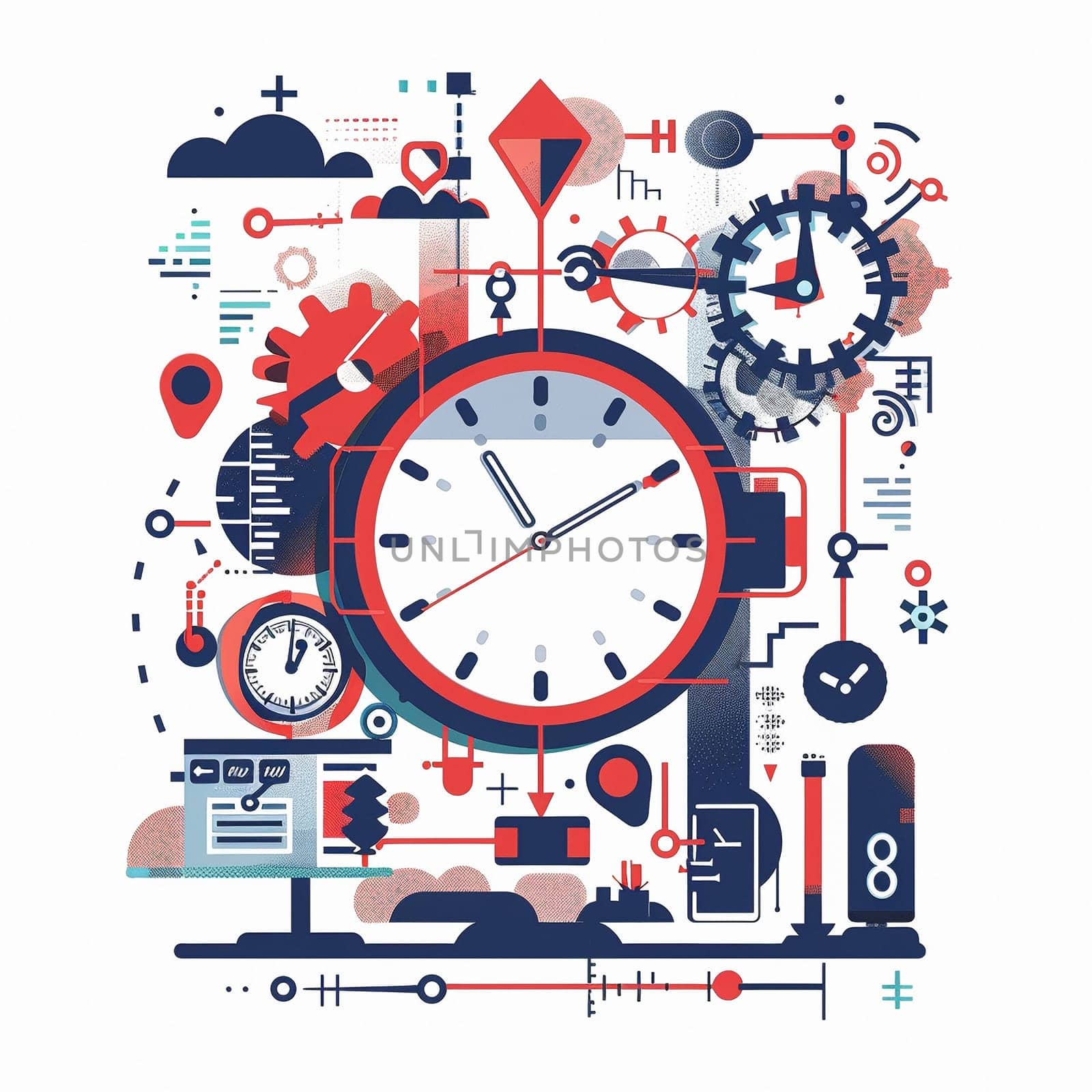 Cartoon illustration on the theme of running away time. Time management. High quality illustration