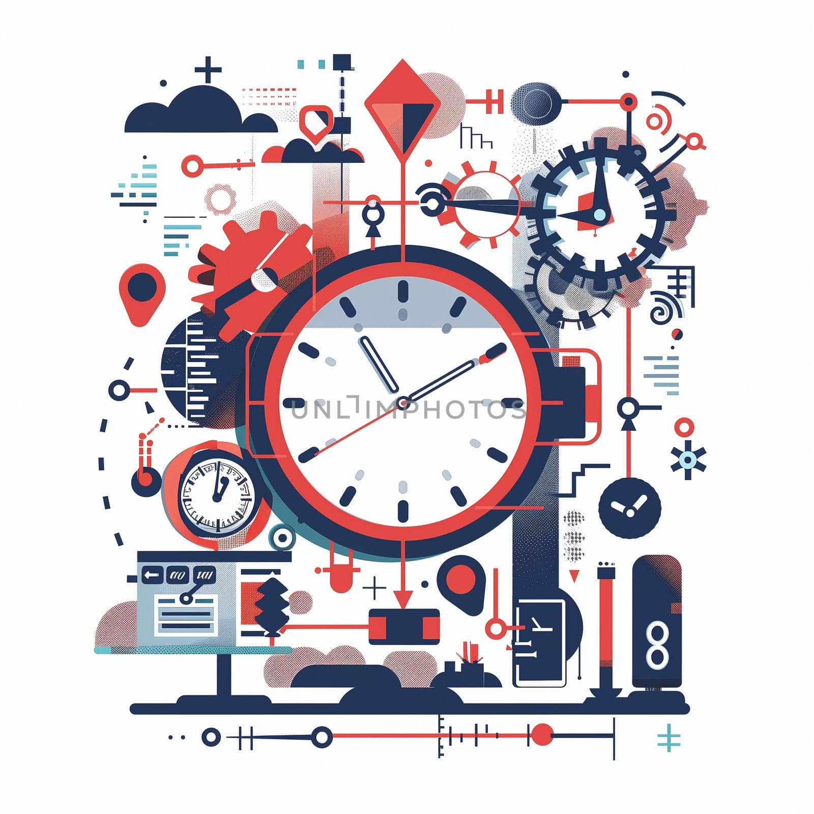 Cartoon illustration on the theme of running away time. Time management. High quality illustration