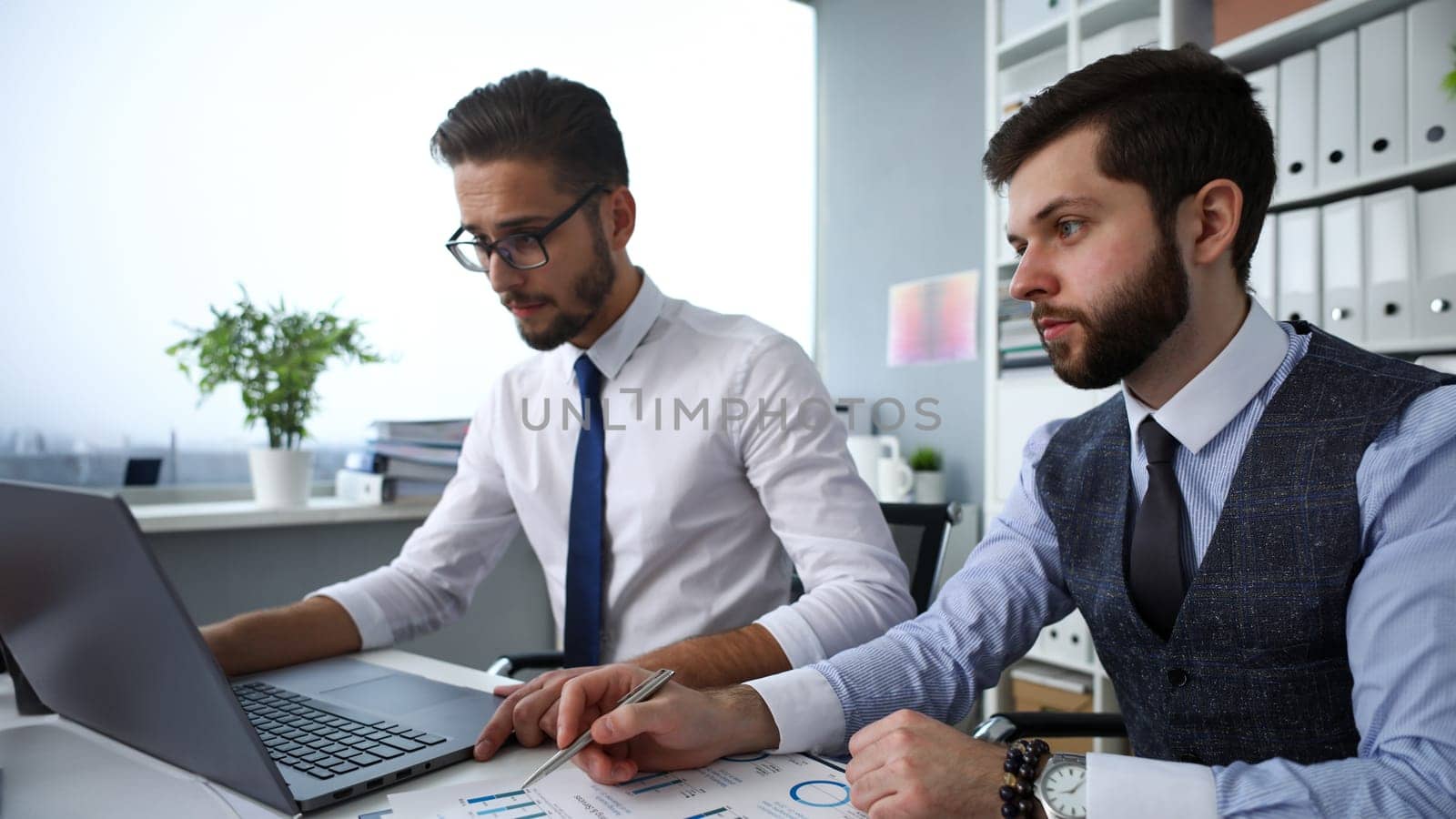 Group of people in office use laptop pc portrait by kuprevich