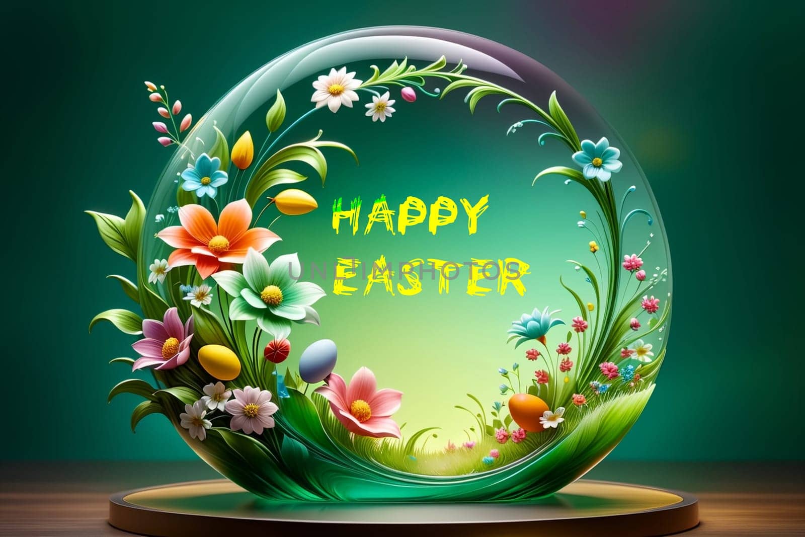 Easter greeting card, colorful Easter eggs .
