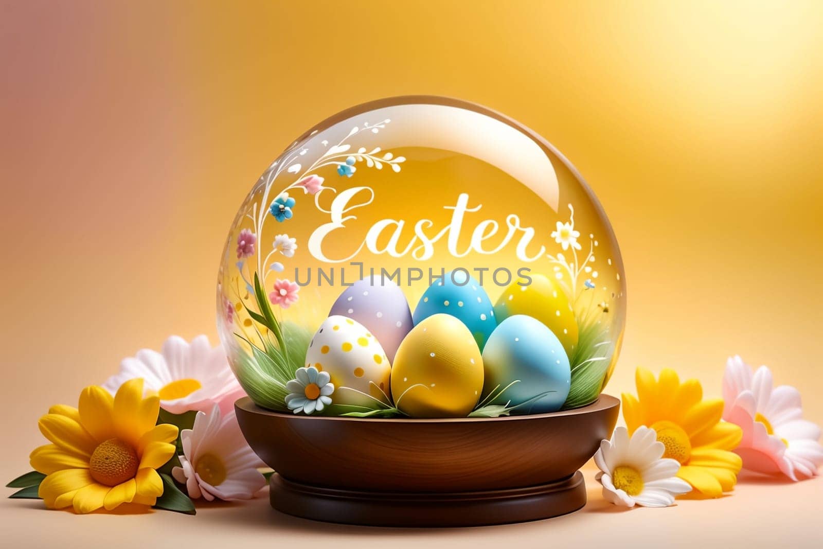 Easter greeting card, colorful Easter eggs .