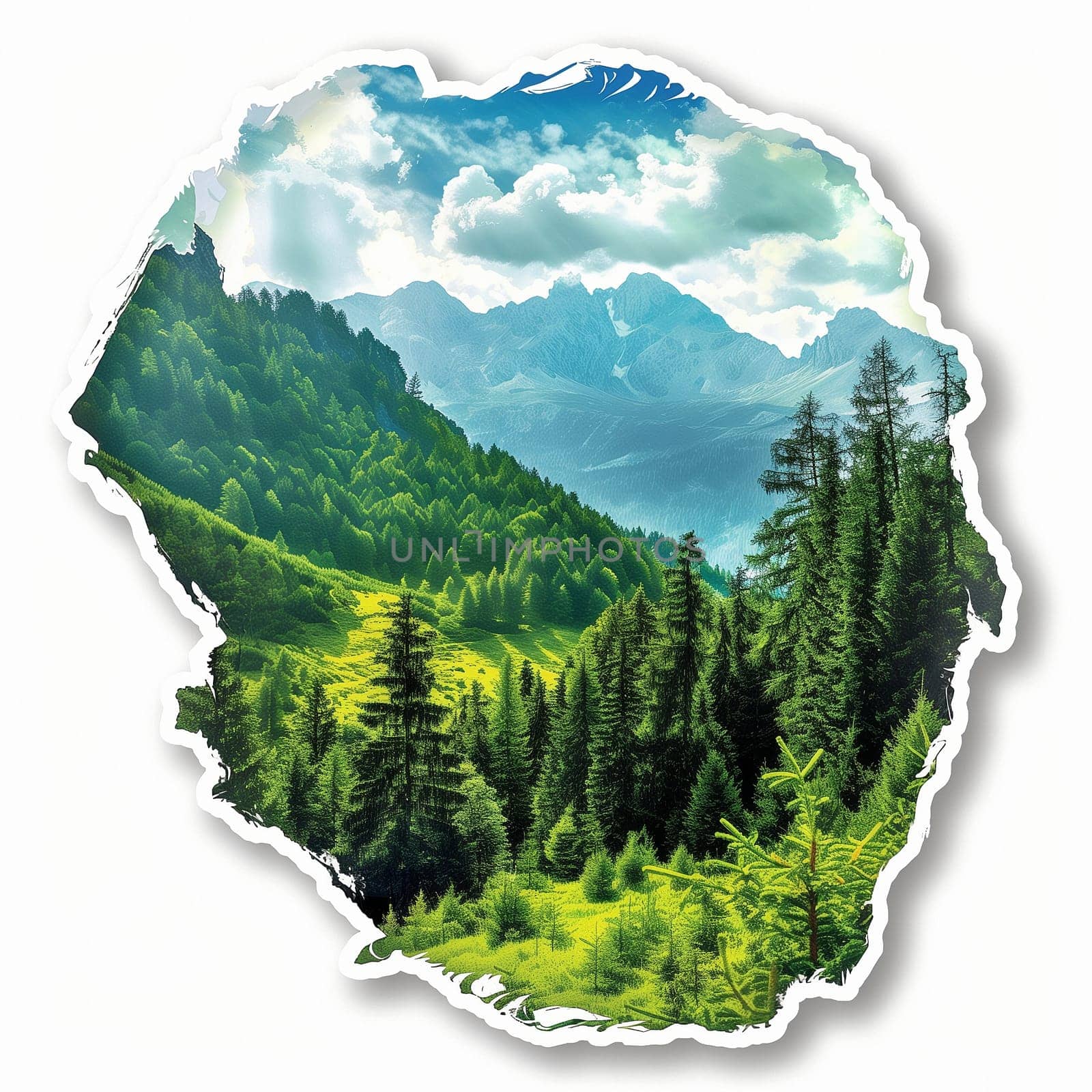 Summer stickers with forest, field, sky and hiking by NeuroSky