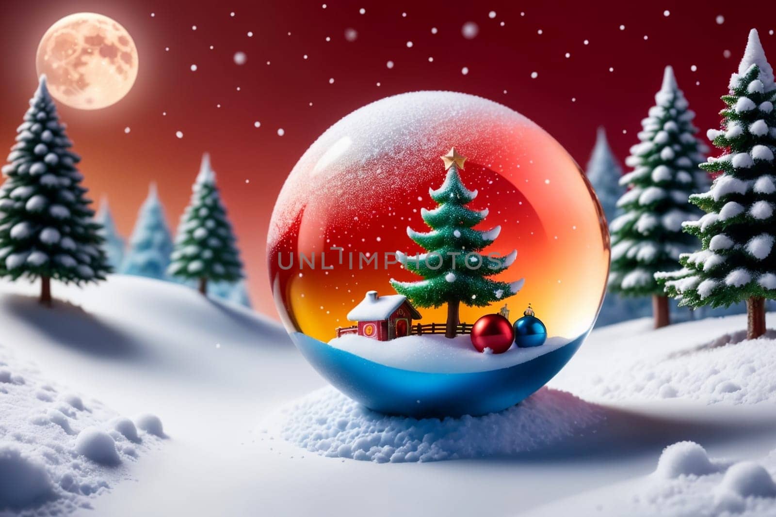 New Year greeting card with New Year balls .