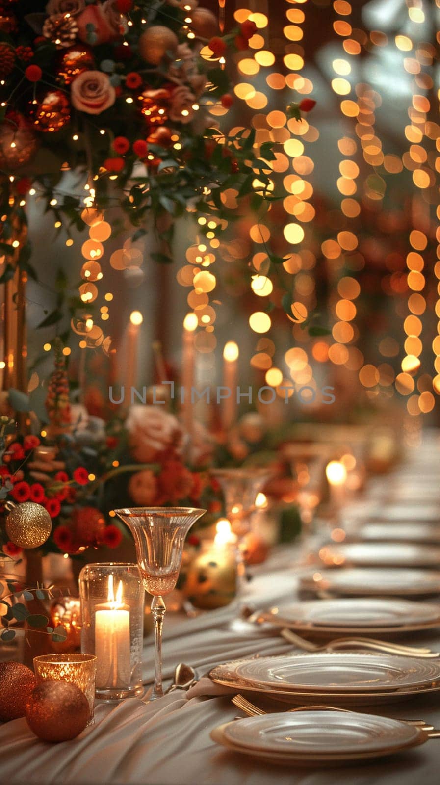 Festive Wedding Venue Preparing for Joyous Celebrations, The blur of decorations and seating hints at the heartfelt business of wedding planning.