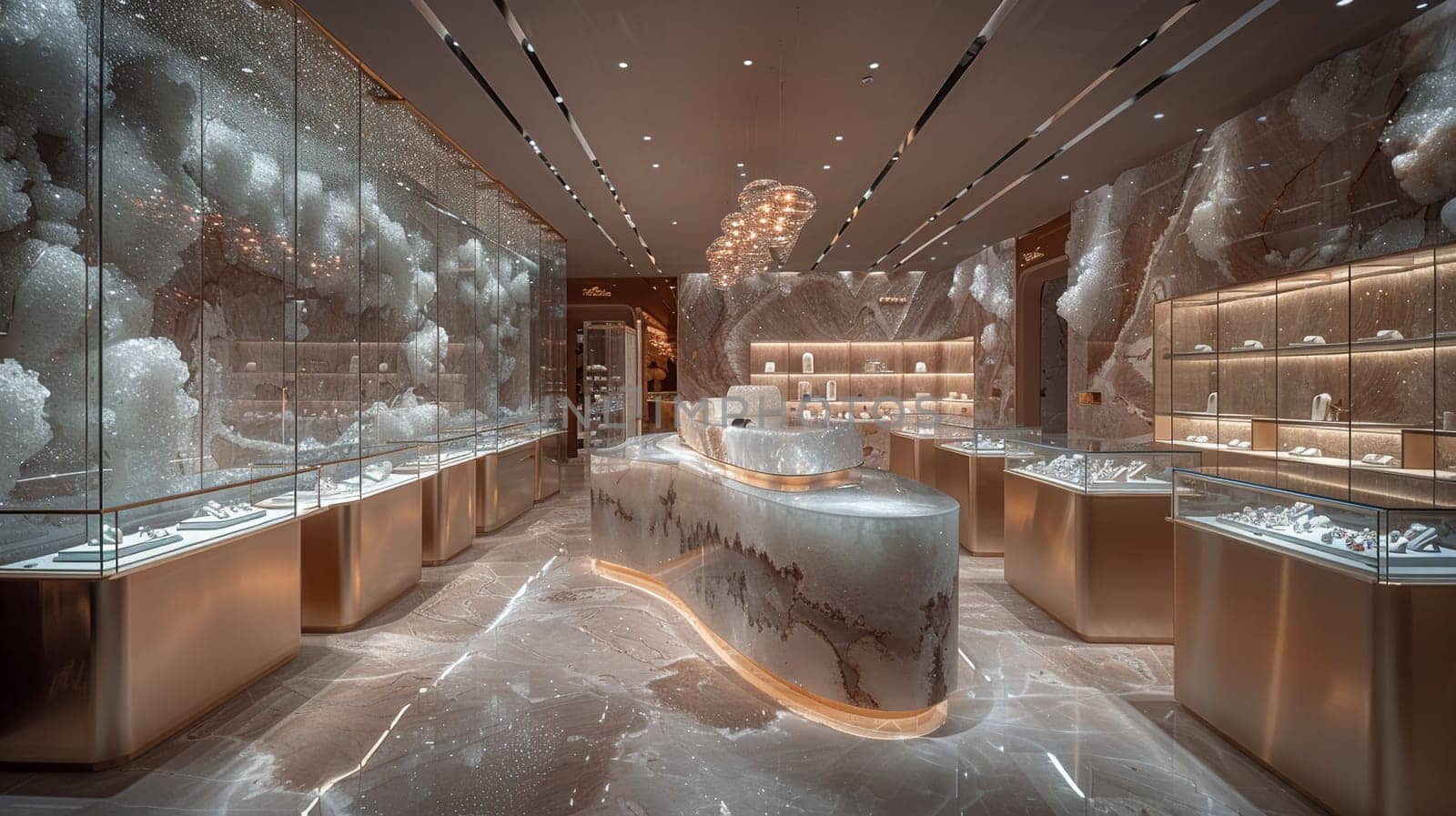 Upmarket Jewelry Store with Precious Gems in Elegant Disarray by Benzoix