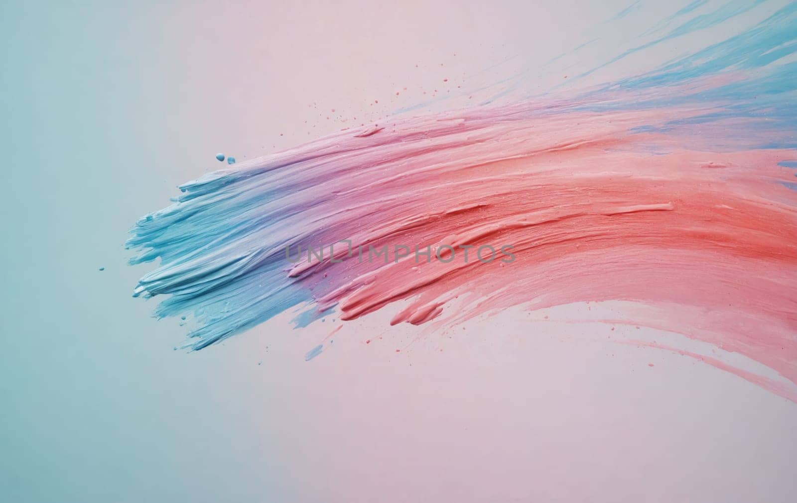 Thick lines of pink, turquoise, and blue paint spread and drip across the canvas, creating a dynamic artistic effect.