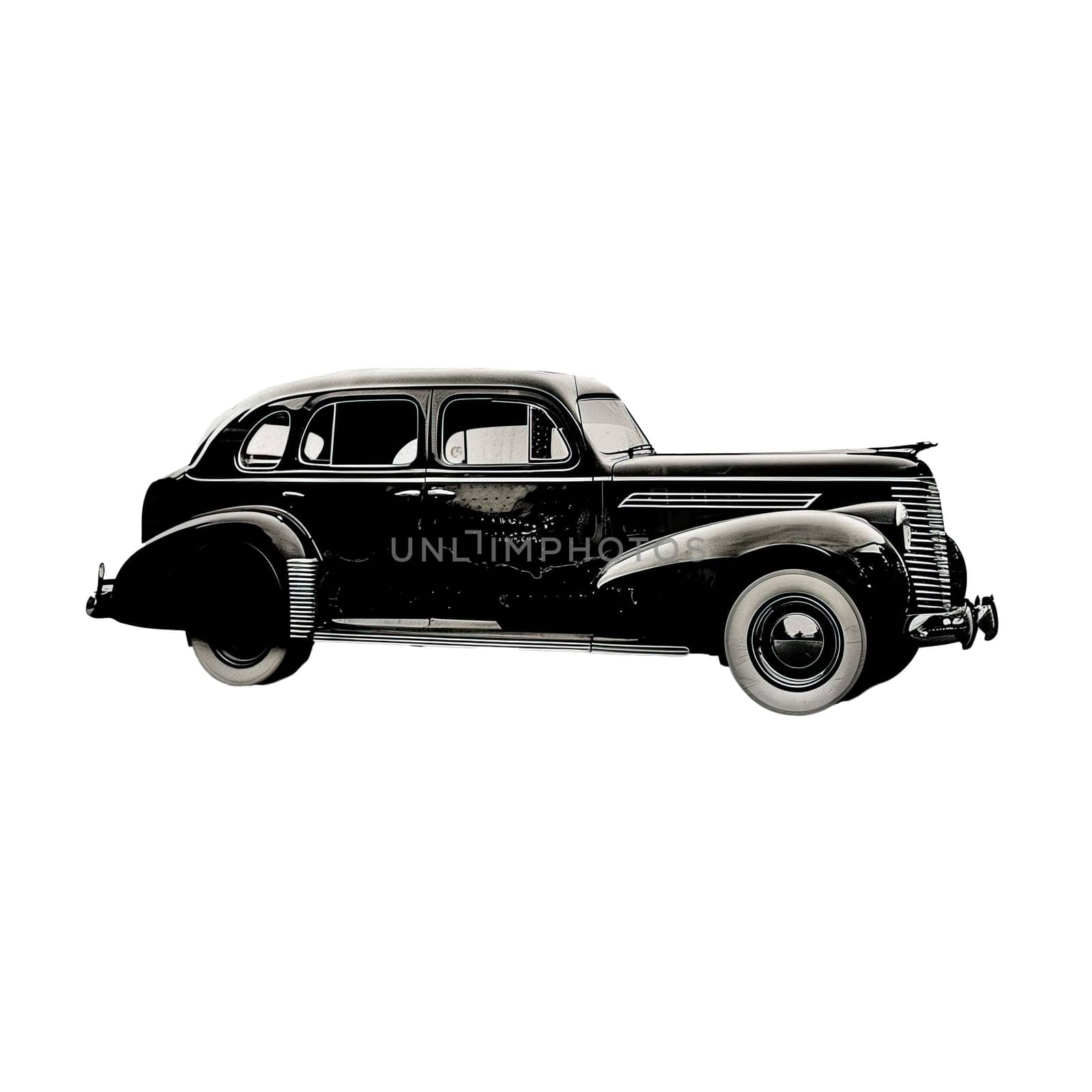 Vintage classic car 1940s side view isolated ai generated photo