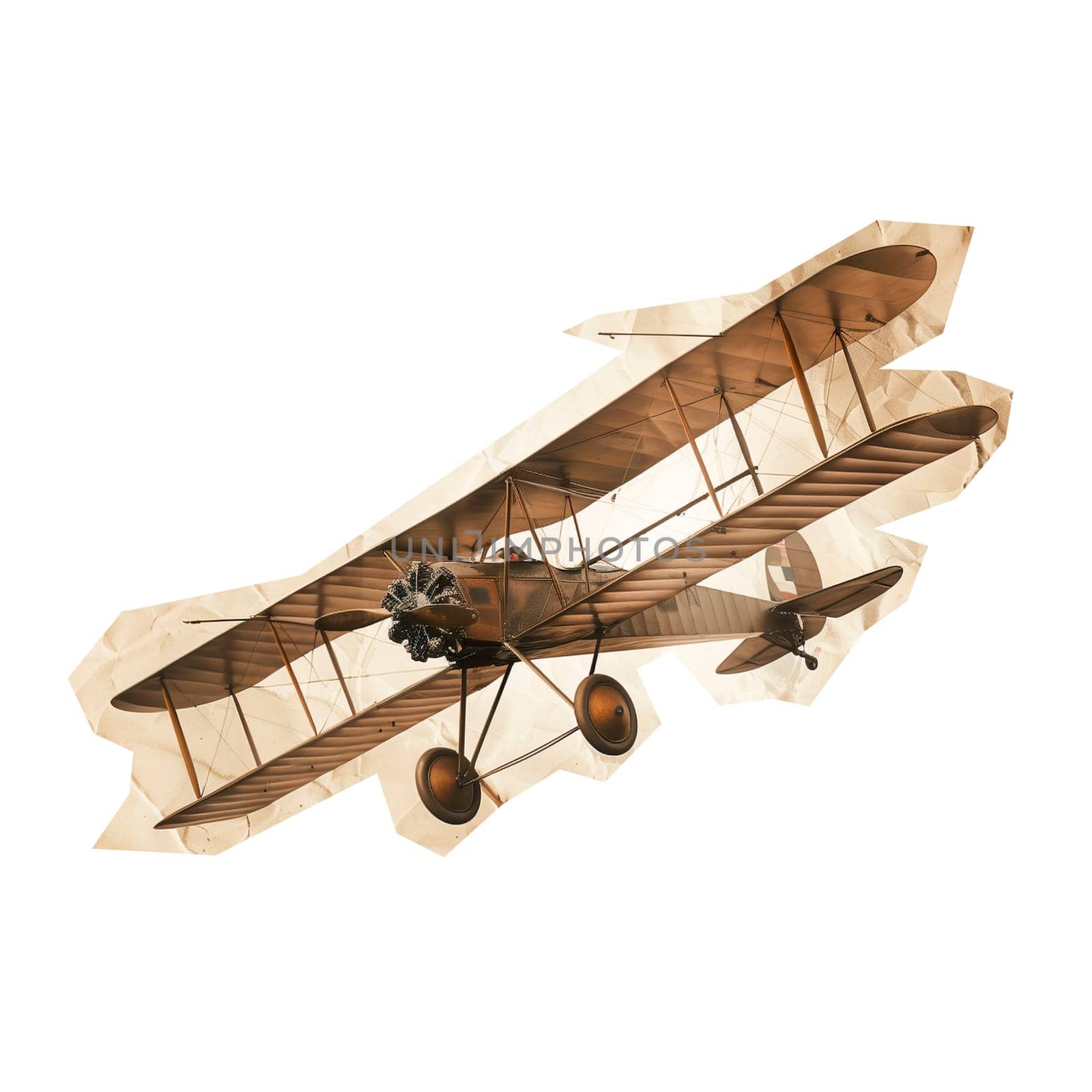 Biplane aircraft sepia effect cut out ai generated photo