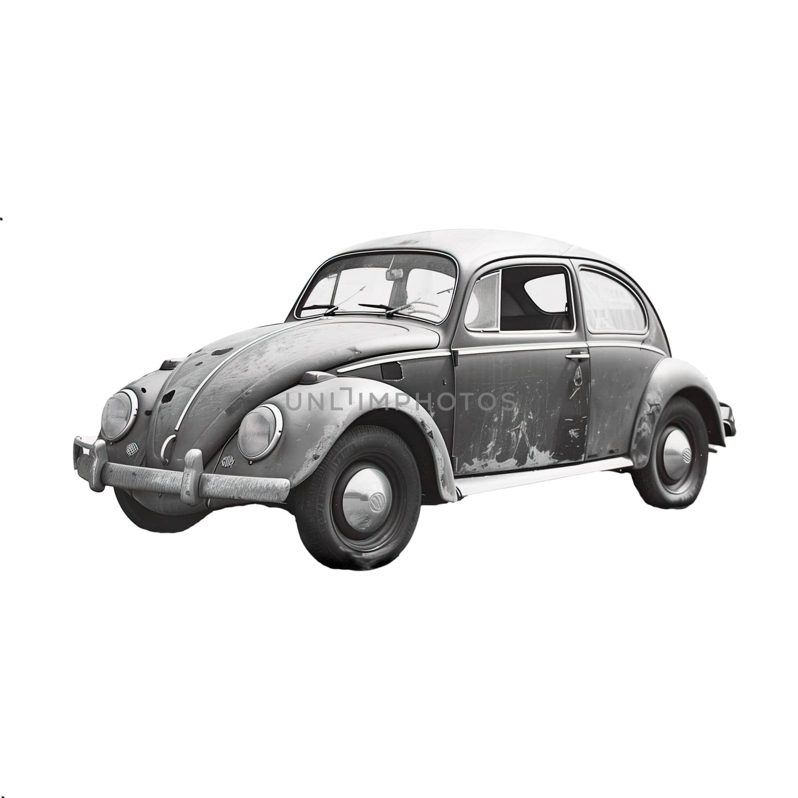 German vintage compact car black and white isolated photo by Dustick