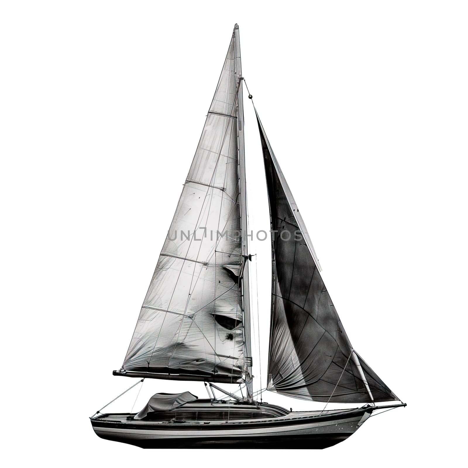 Vintage yacht boat black and white isolated photo by Dustick