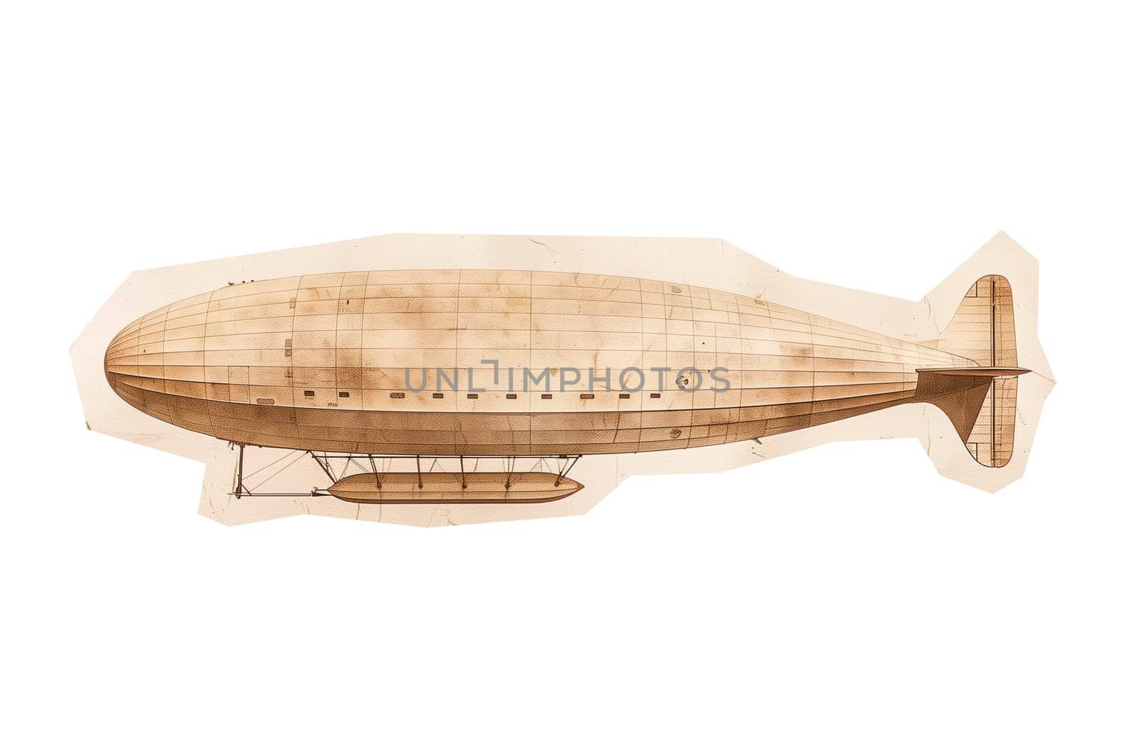 Dirigible airship sepia effect cut out photo by Dustick