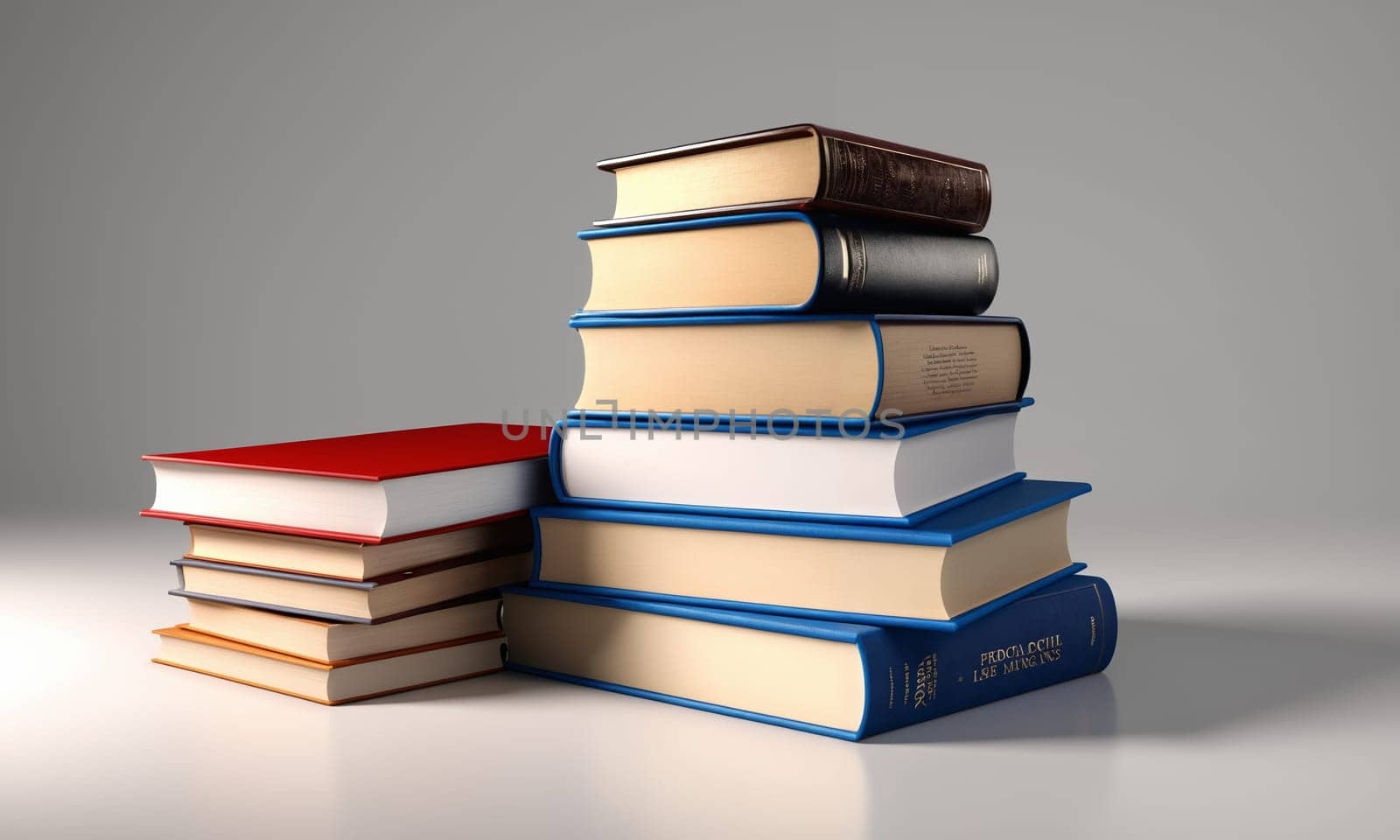 3d rendering of a stack of books on a gray background. by Andre1ns