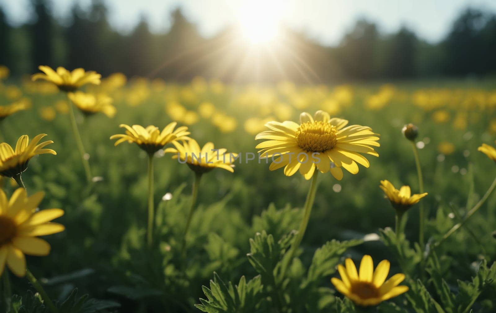 Yellow daisies in the garden. Shallow depth of field