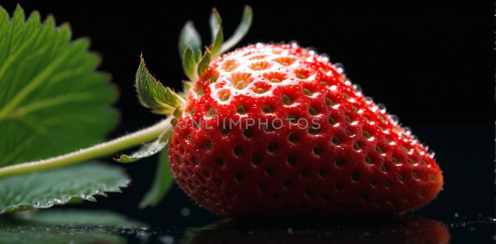 Strawberry on a black background, close-up, macro by Andre1ns