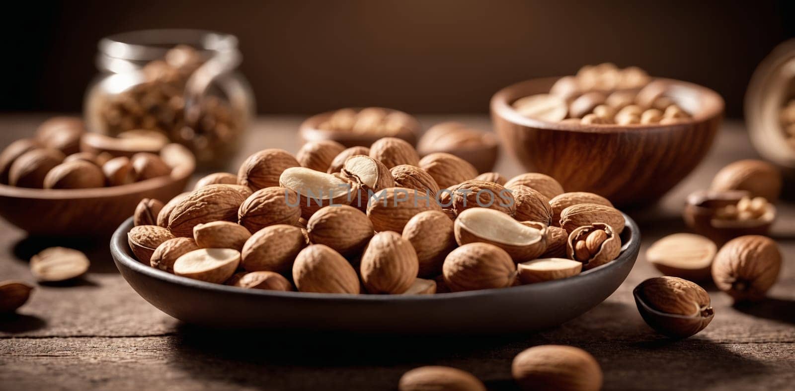 Whole Almonds on Wooden Surface by Andre1ns