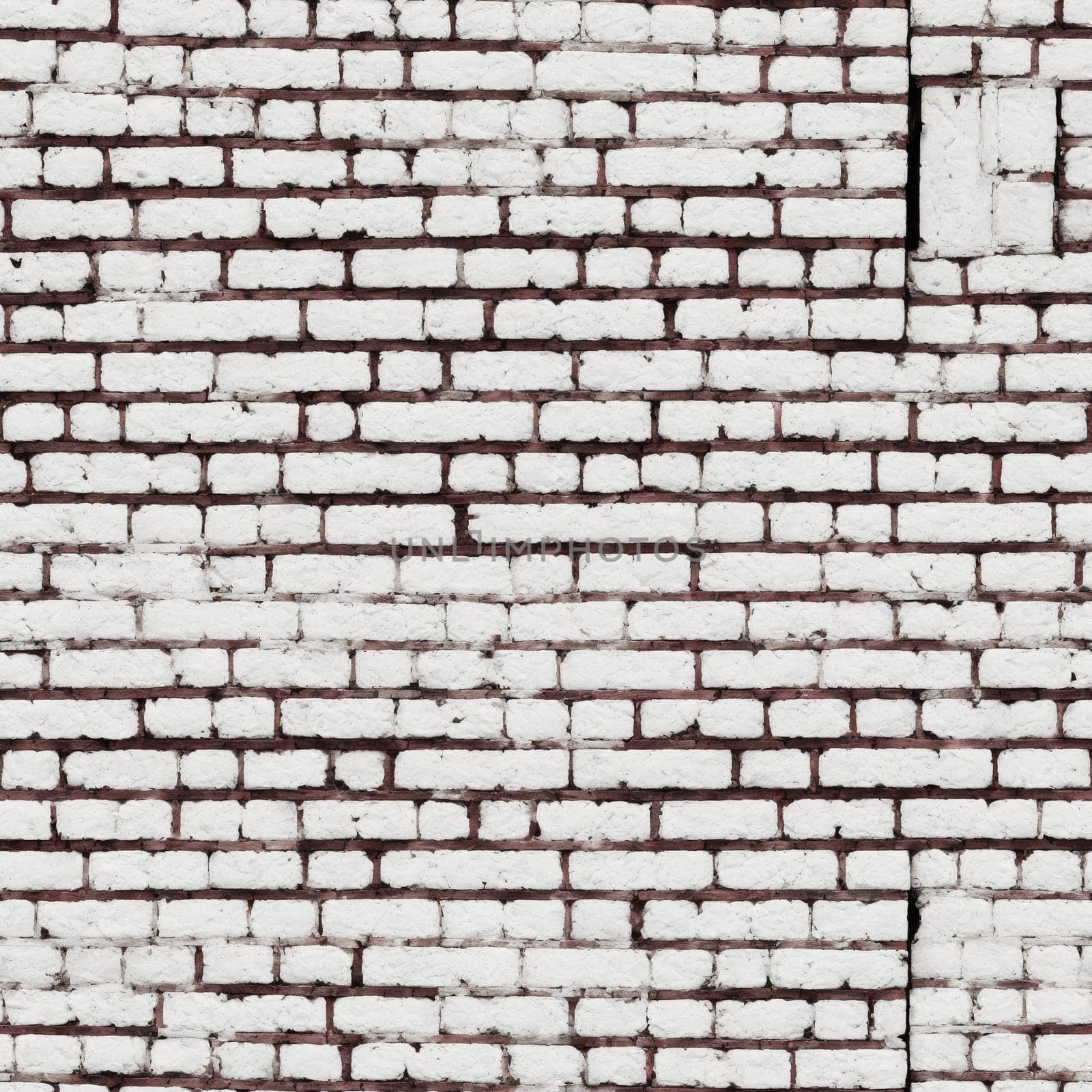 The image is a white brick wall with a crack in the middle. - seamless and tileable