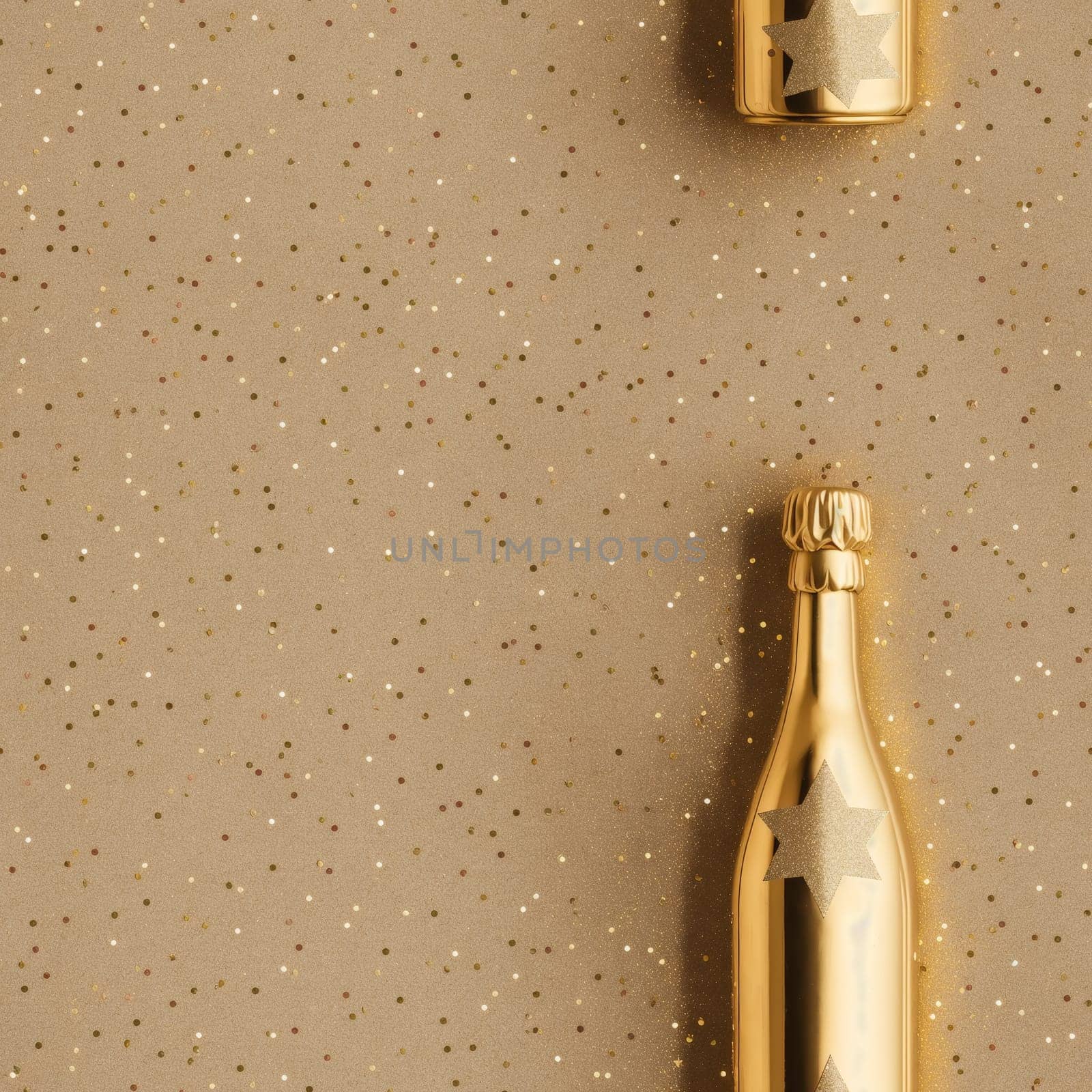 The image is a golden bottle of champagne with a shiny, metallic finish. - seamless and tileable