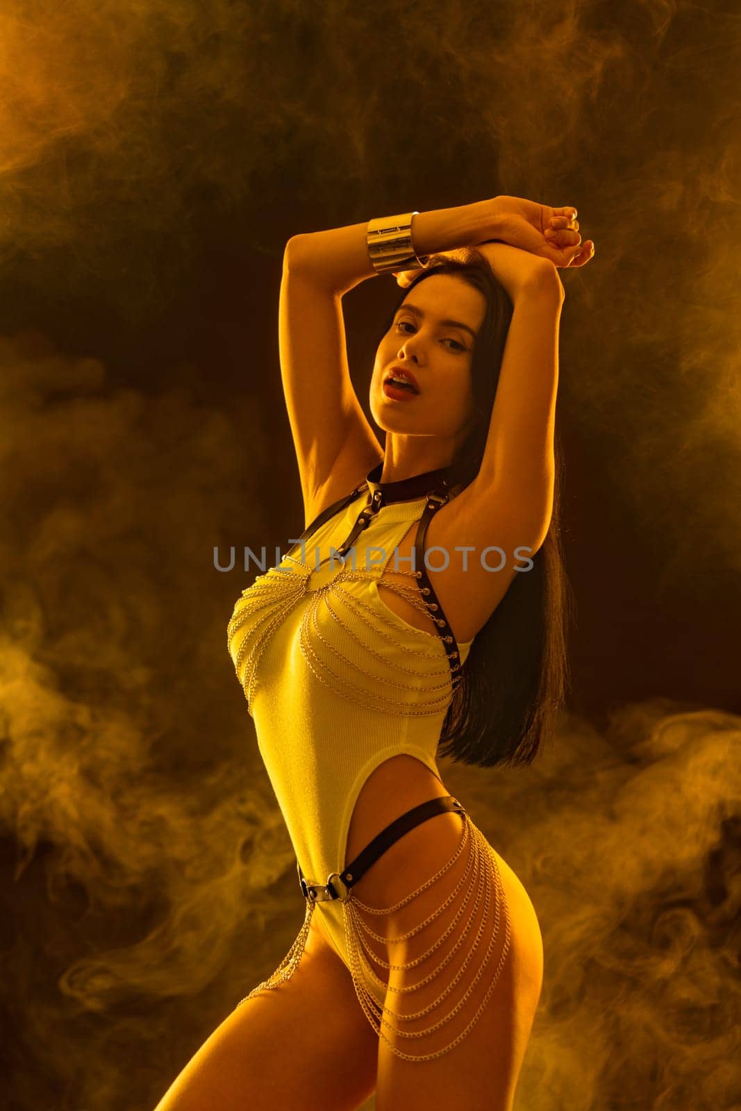 Hot dancer woman. Portrait of sexy TDJ girl at the night club party. Mixtape or book covers - download high resolution picture for your song or music clip. Black friday template for sex shop. by MikeOrlov