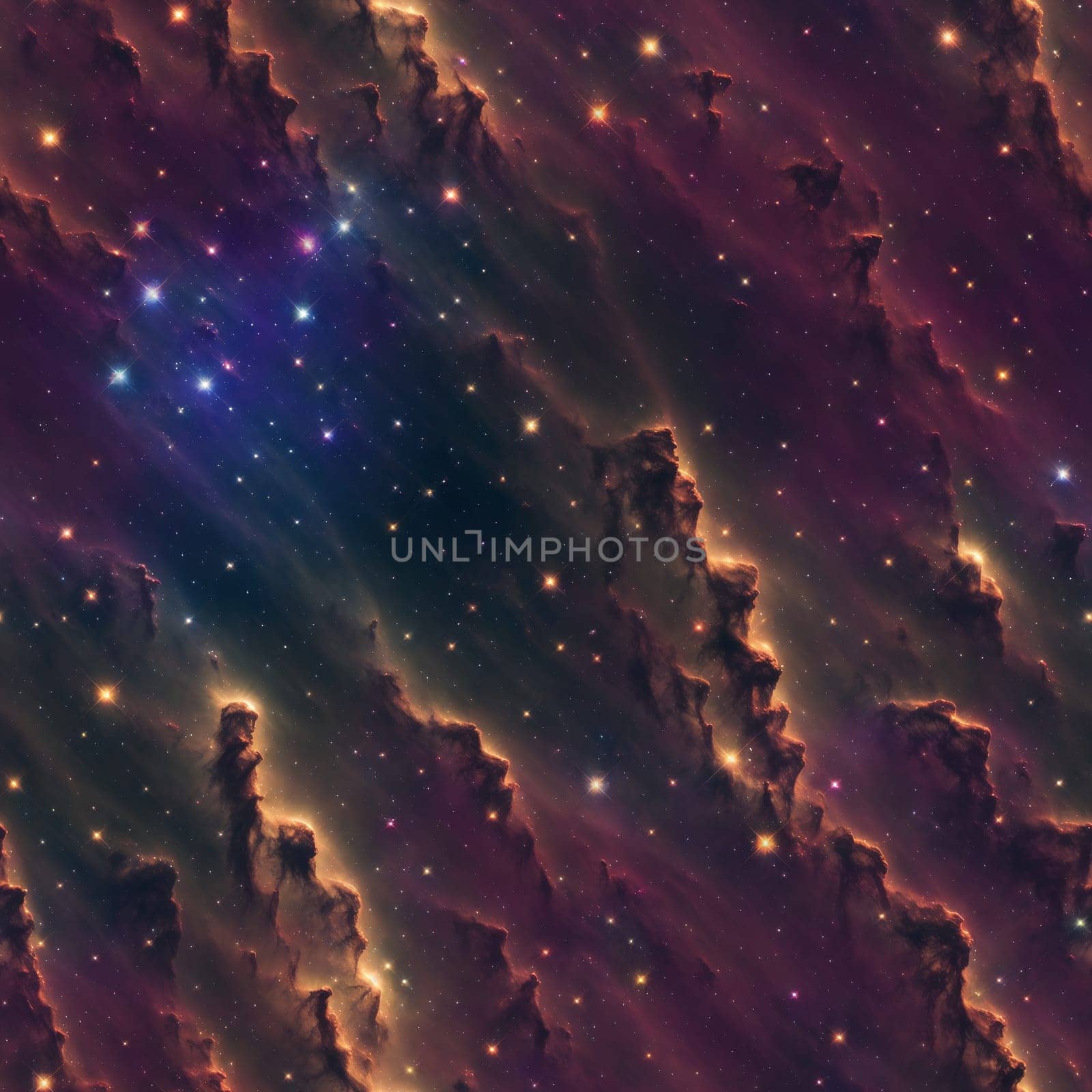 The image is a stunning view of the night sky with stars and constellations visible in the background. - seamless and tileable