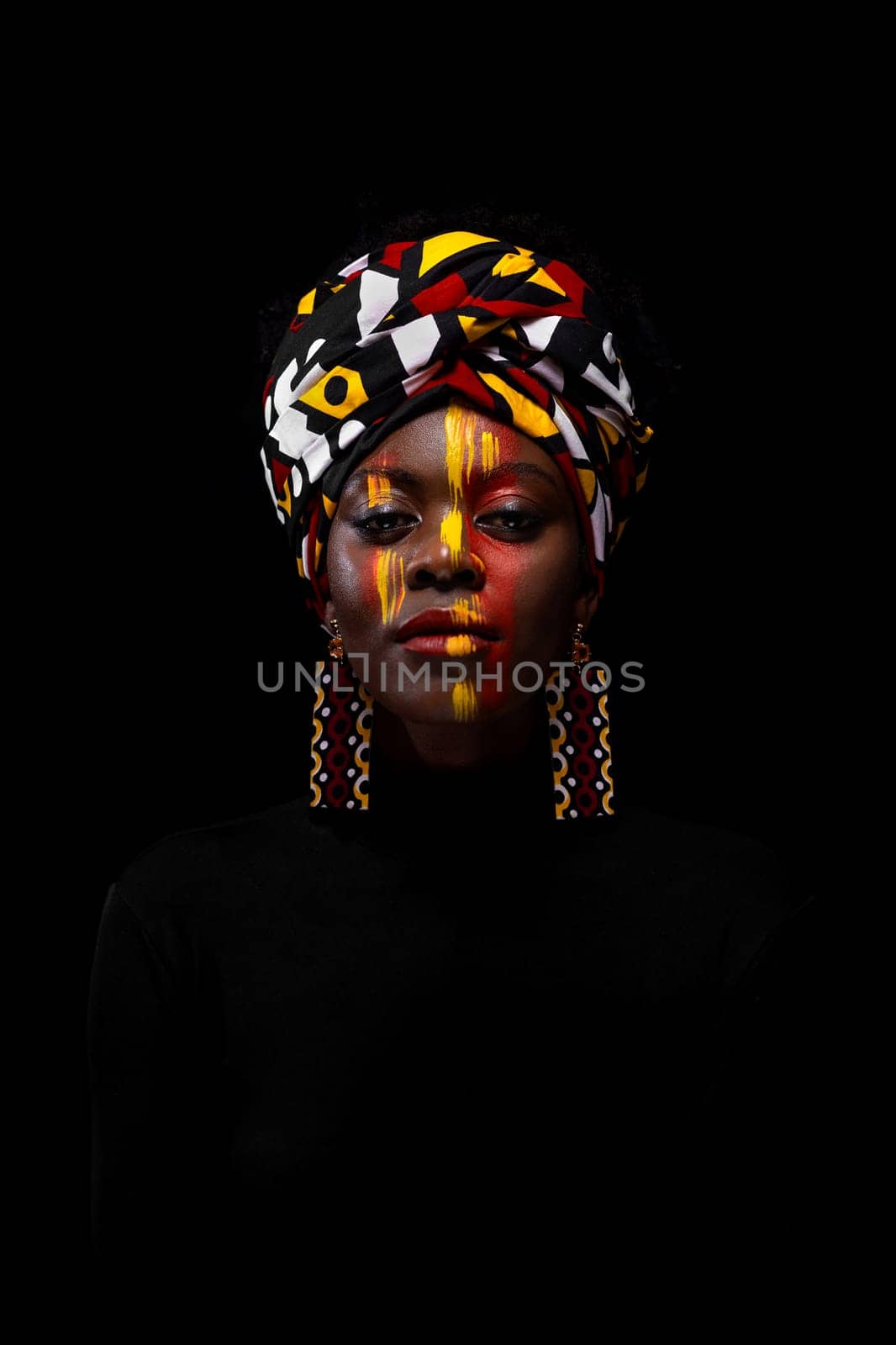 African girl in a national headdress. Cover for a piece of music, album, mixtape or book. Canvas, print of a painting for the interior with an African motif. by MikeOrlov