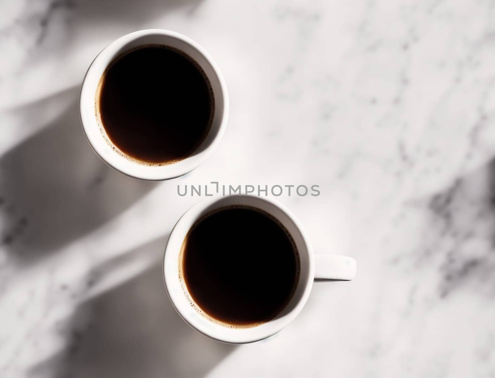 The image shows two cups of coffee on a marble surface. - seamless and tileable