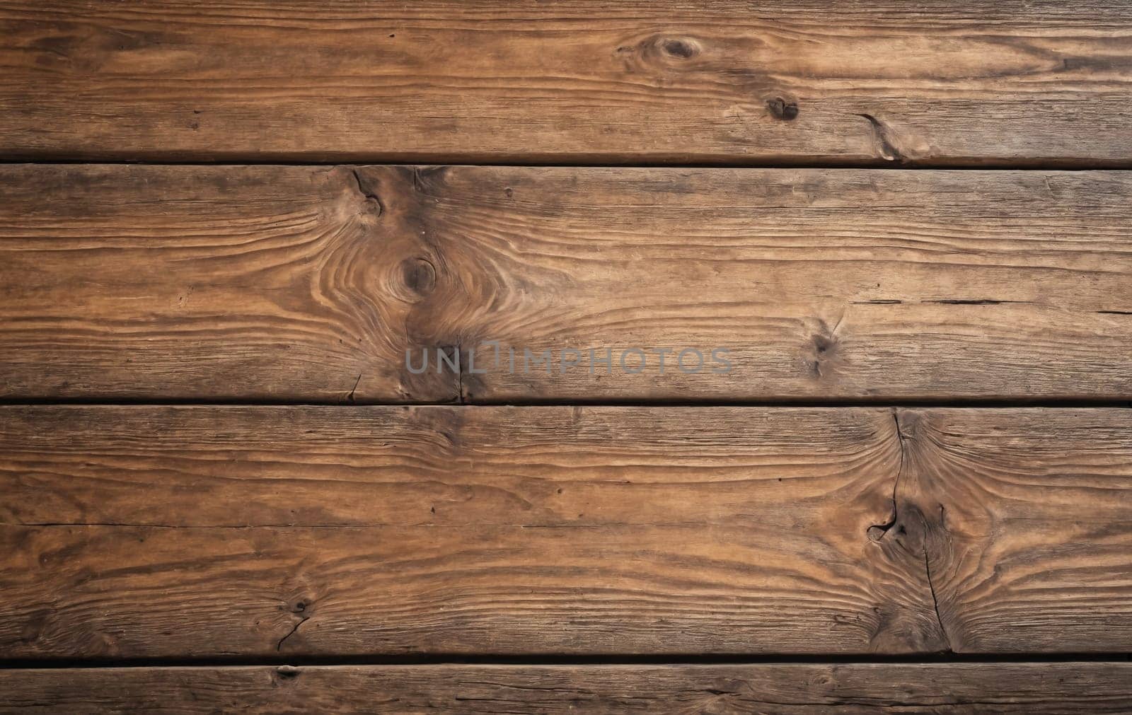 A closeup of a brown hardwood table with a wooden background. The table is made of rectangular planks with a beautiful wood stain pattern