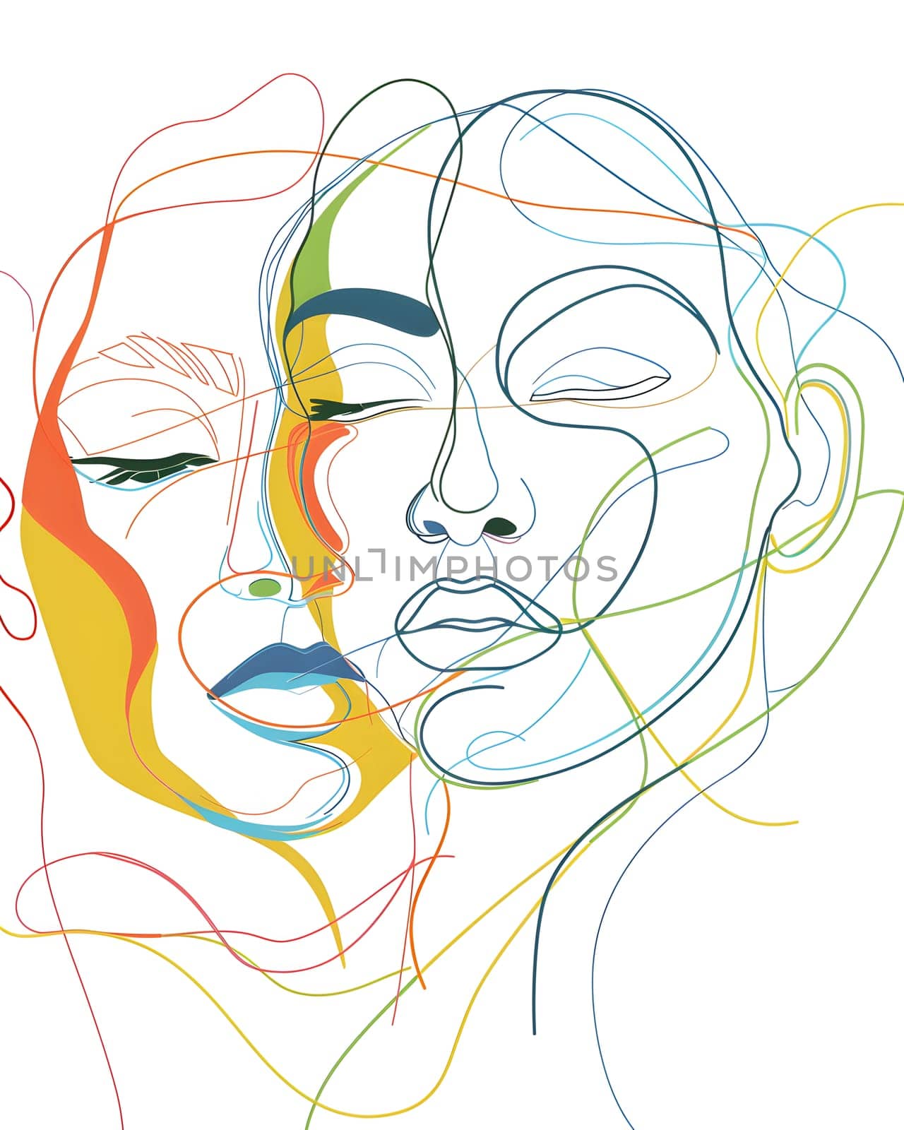 a drawing of two women s faces with their eyes closed by Nadtochiy