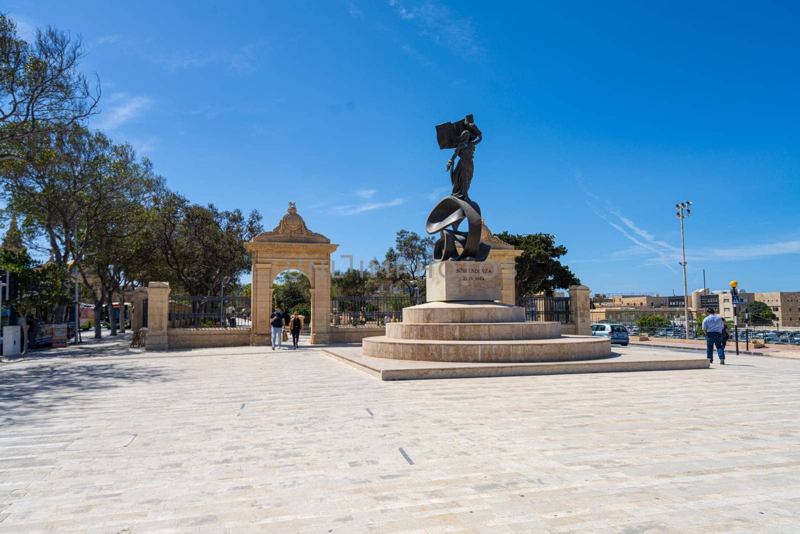 Valletta, Malta, April 03, 2024. The Maglio gardens entrance gate in the city center