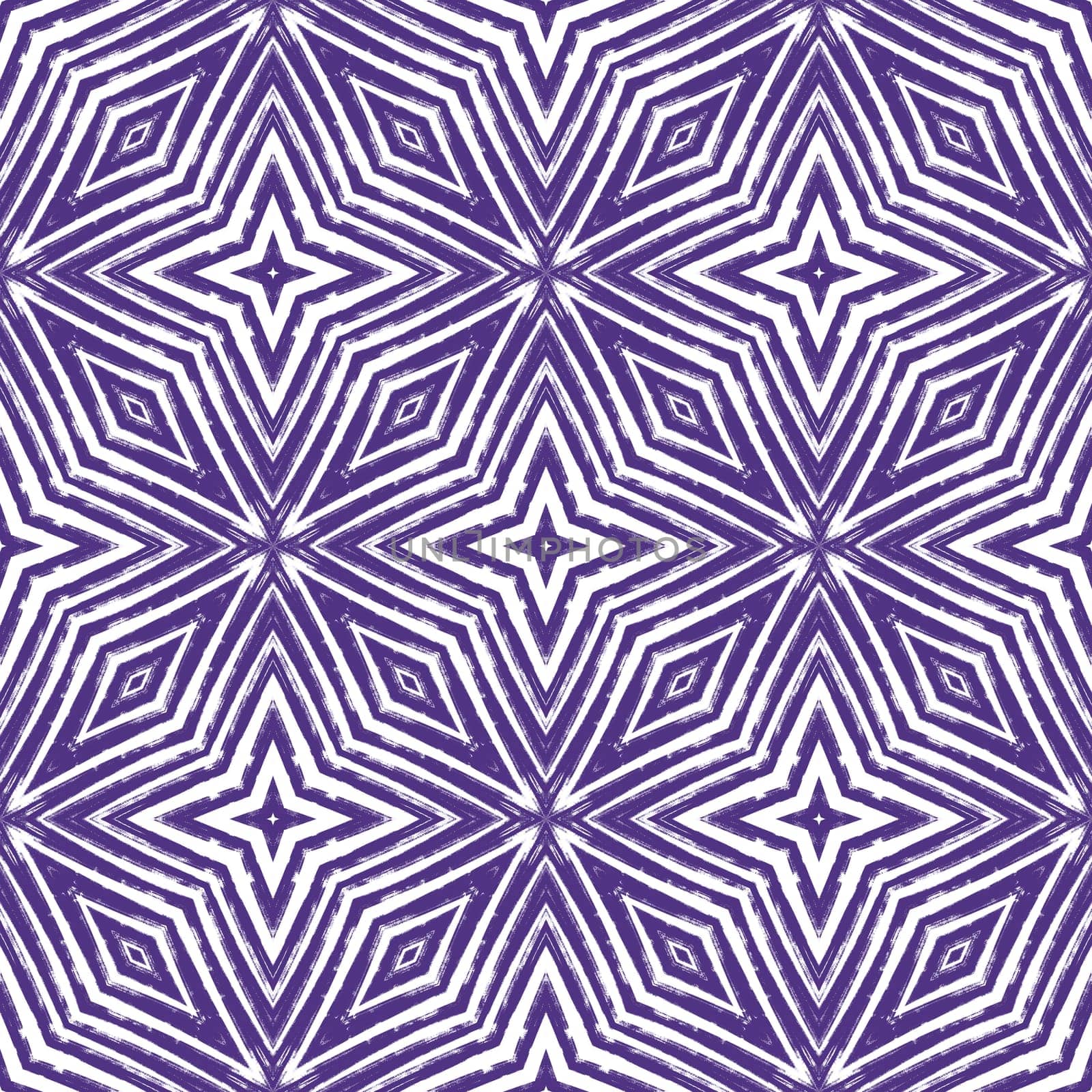 Medallion seamless pattern. Purple symmetrical kaleidoscope background. Textile ready stylish print, swimwear fabric, wallpaper, wrapping. Watercolor medallion seamless tile.