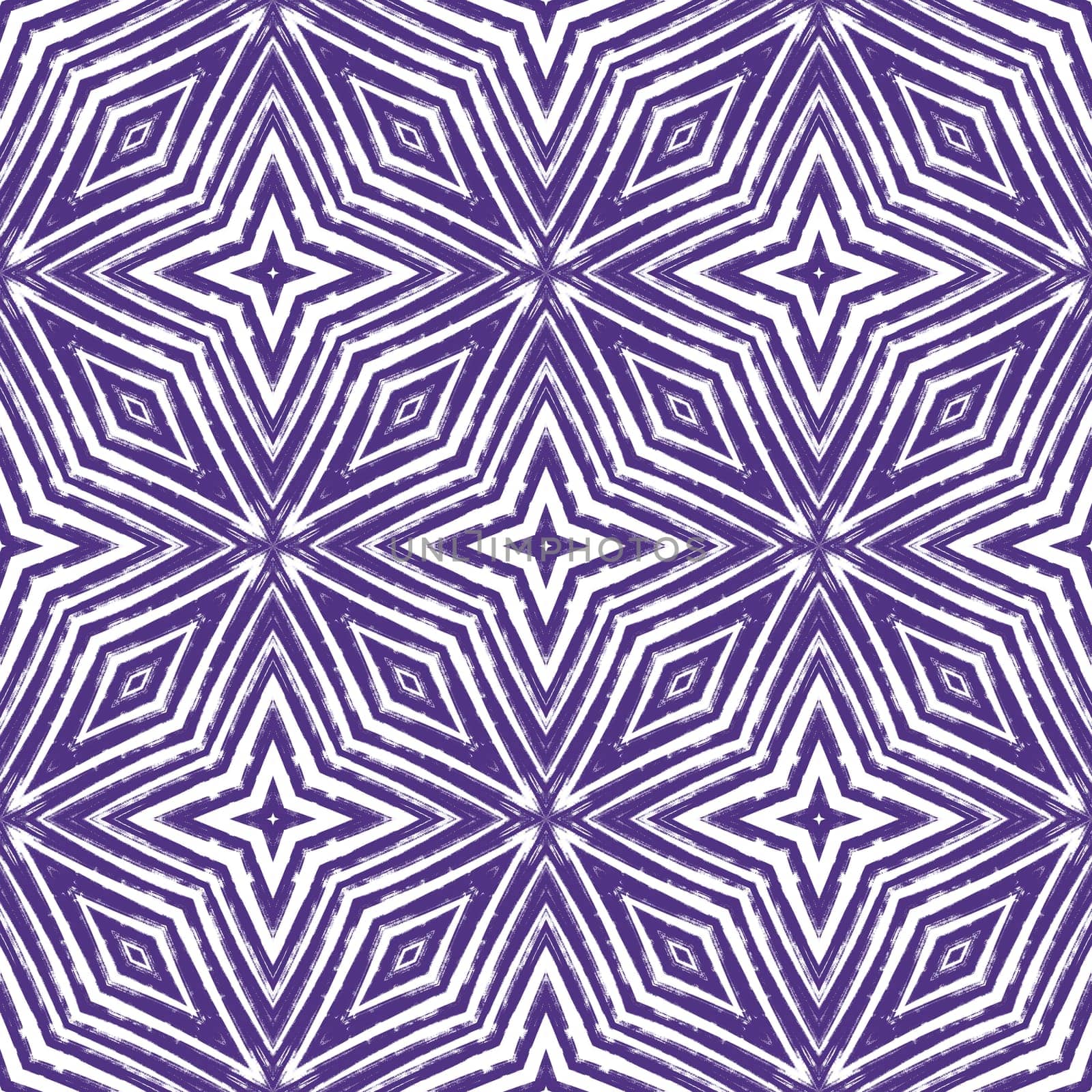 Medallion seamless pattern. Purple symmetrical kaleidoscope background. Textile ready stylish print, swimwear fabric, wallpaper, wrapping. Watercolor medallion seamless tile.