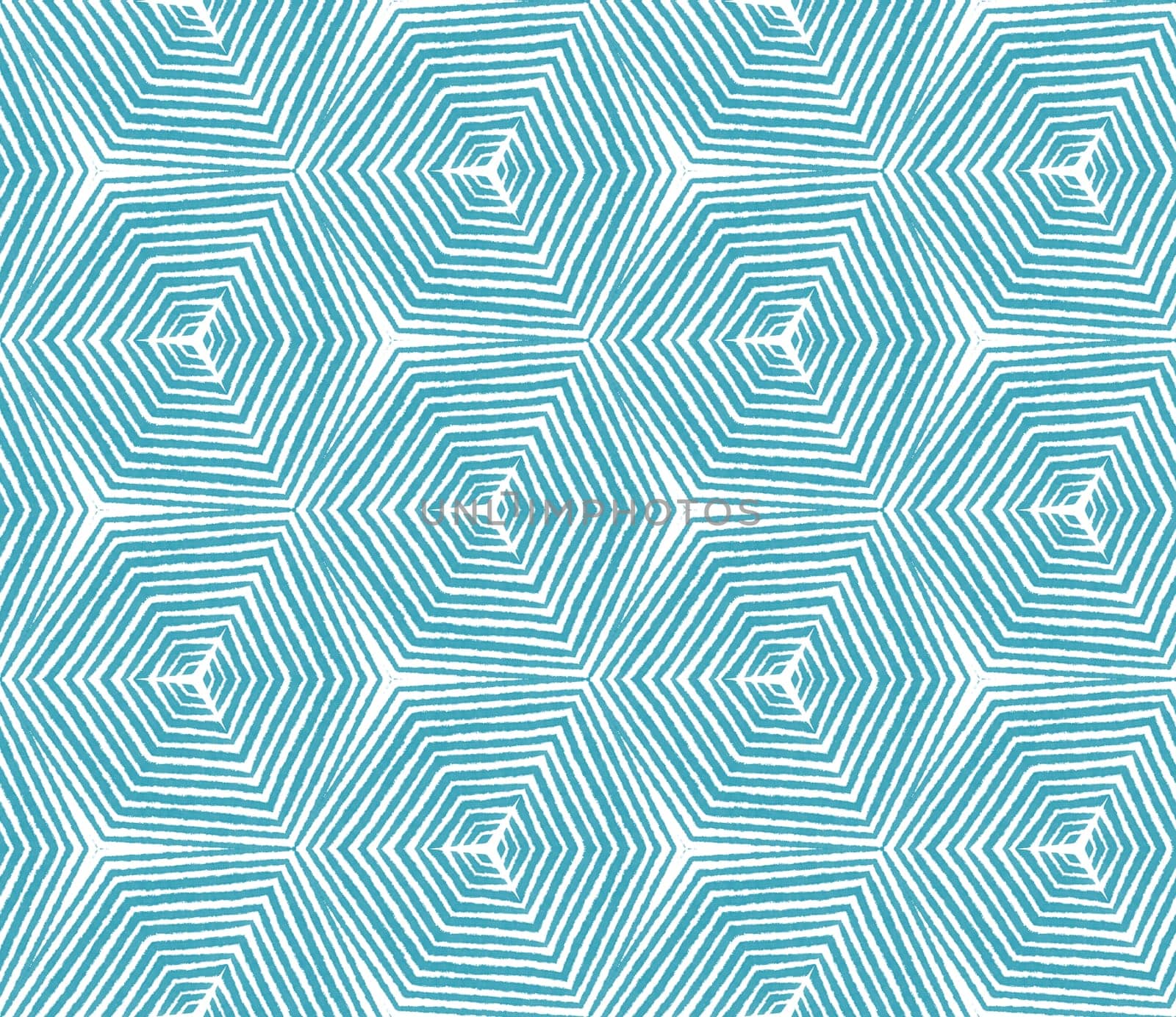 Exotic seamless pattern. Turquoise symmetrical by beginagain