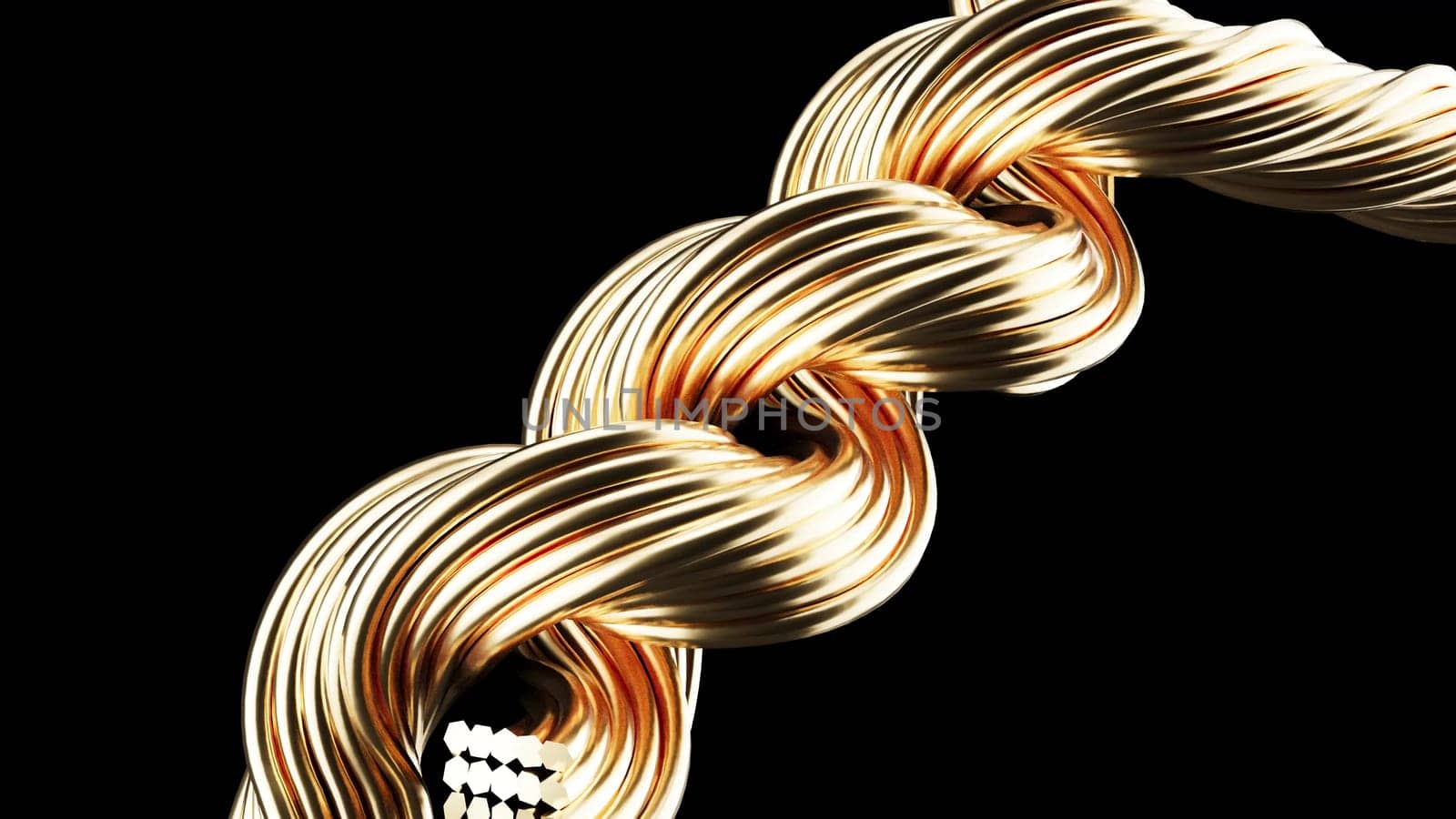 Gold curve stripe lines twist on black 3d render