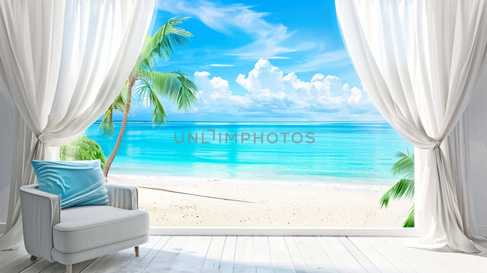 Summer sand and tropical sea background by NataliPopova