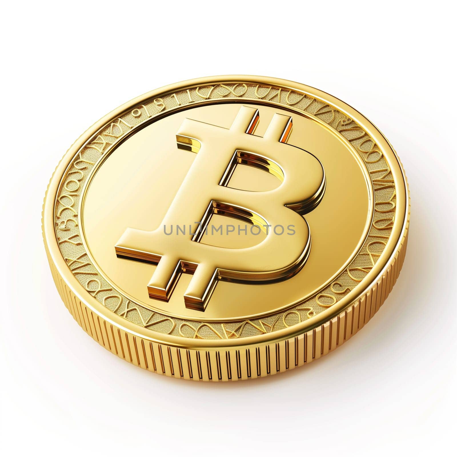 Bitcoin. Golden bitcoin isolated on white background