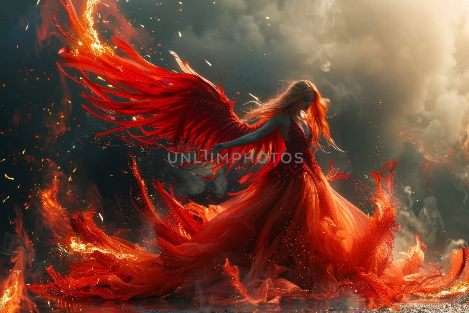 A woman with a Phoenix winged angelic appearance by itchaznong