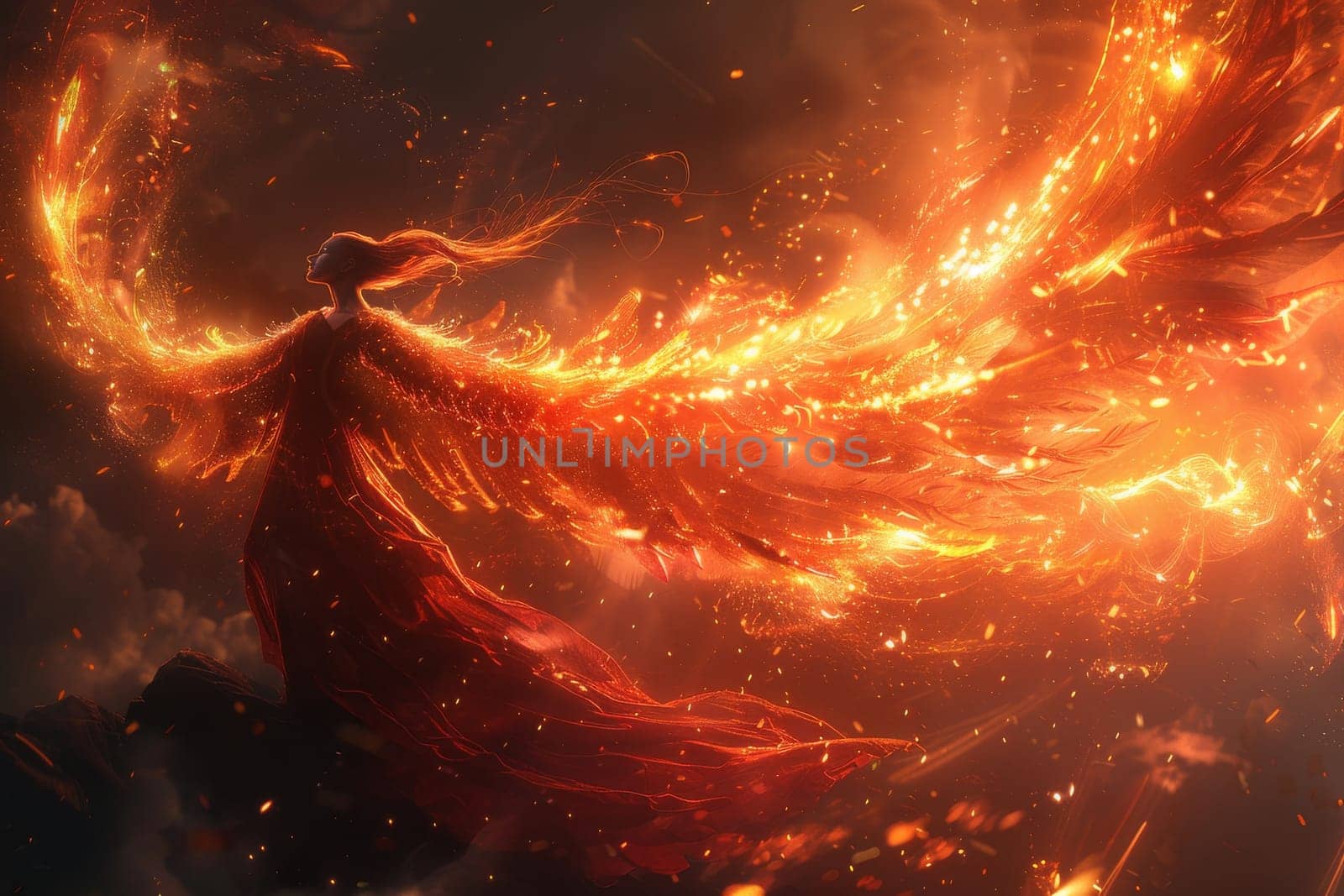 A woman with a Phoenix winged angelic appearance by itchaznong