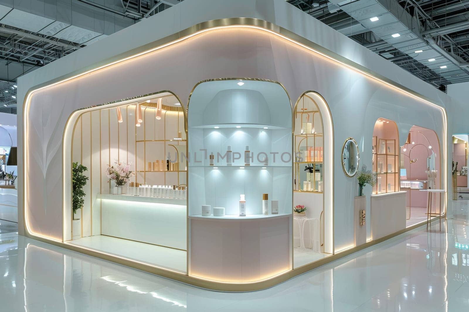 Luxury interior booth of cosmetic product.