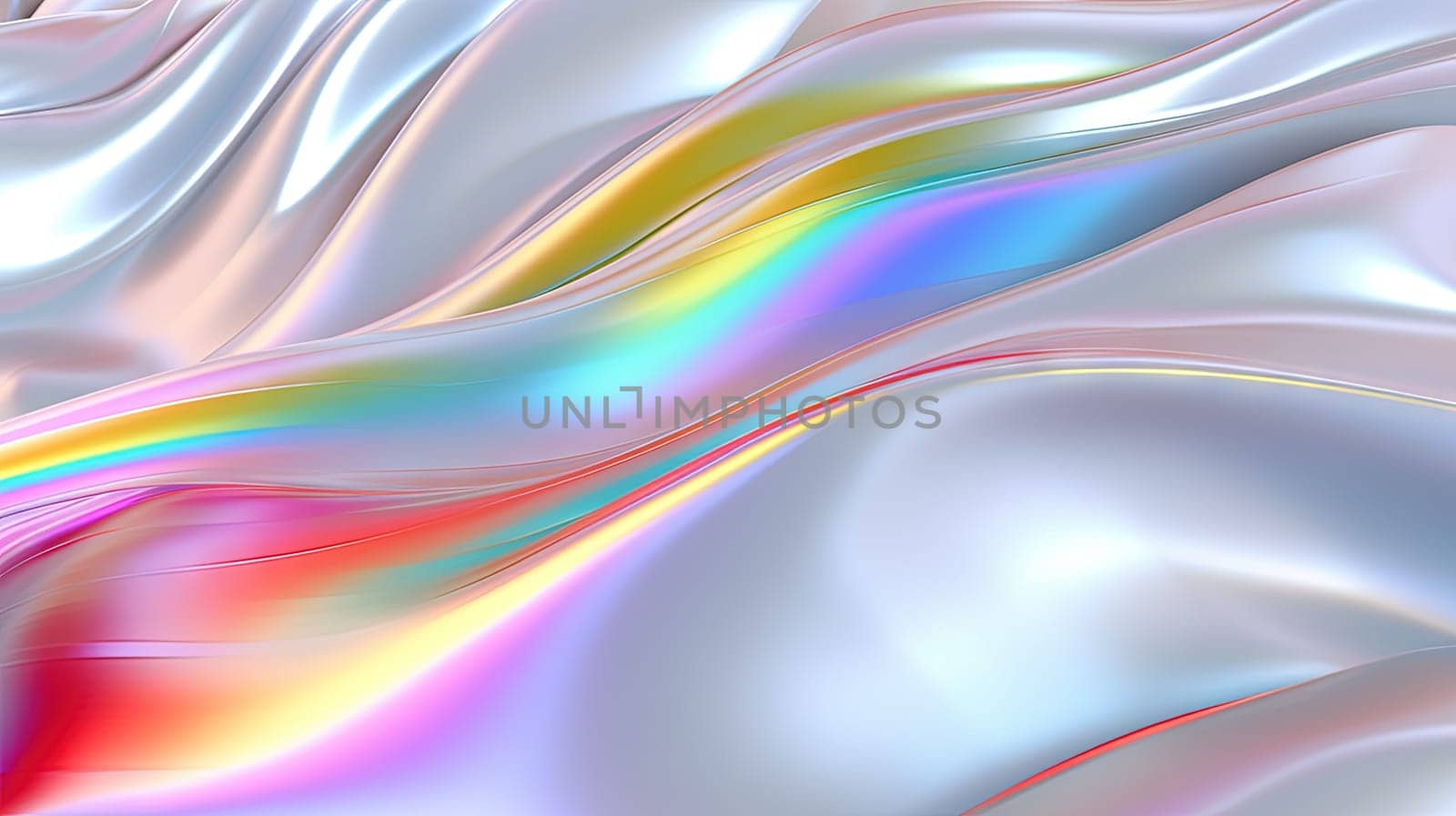 Abstract holographic waves on the iridescent background. Generated AI