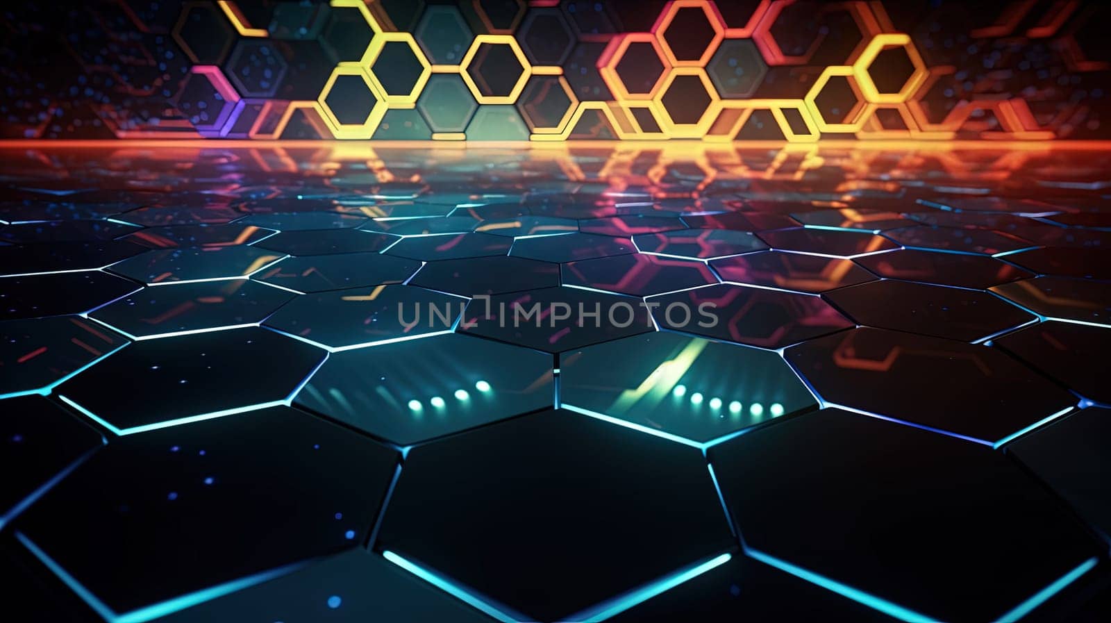 Abstract background with hexagonal tiles. Tech styled hex pattern. Generated AI