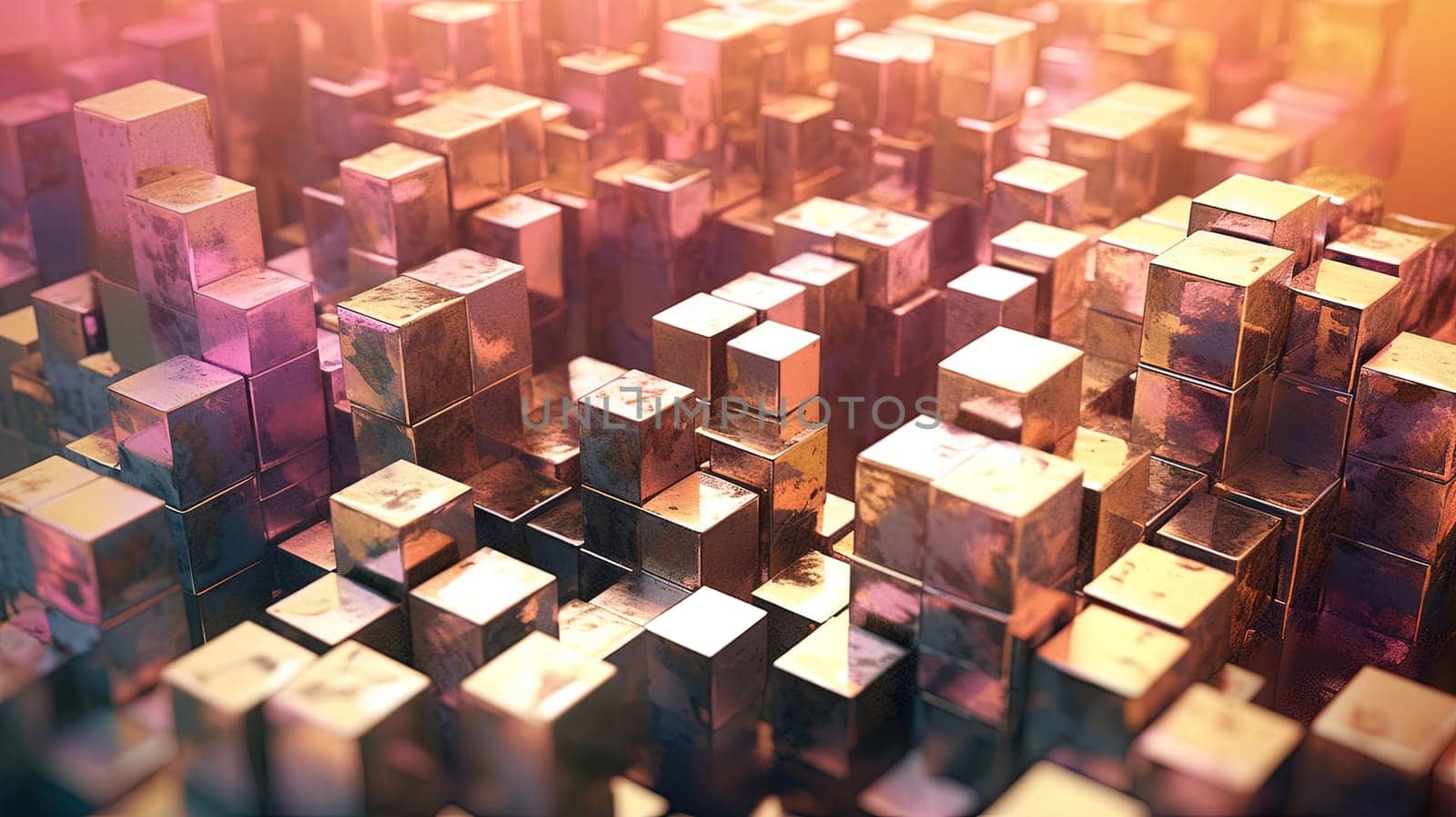 Abstract background with structure of cubes. Colorful cubes texture for technology backdrop. Generated AI