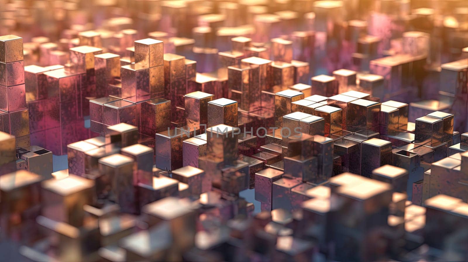 Abstract background with structure of cubes. Colorful cubes texture for technology backdrop. Generated AI. by SwillKch