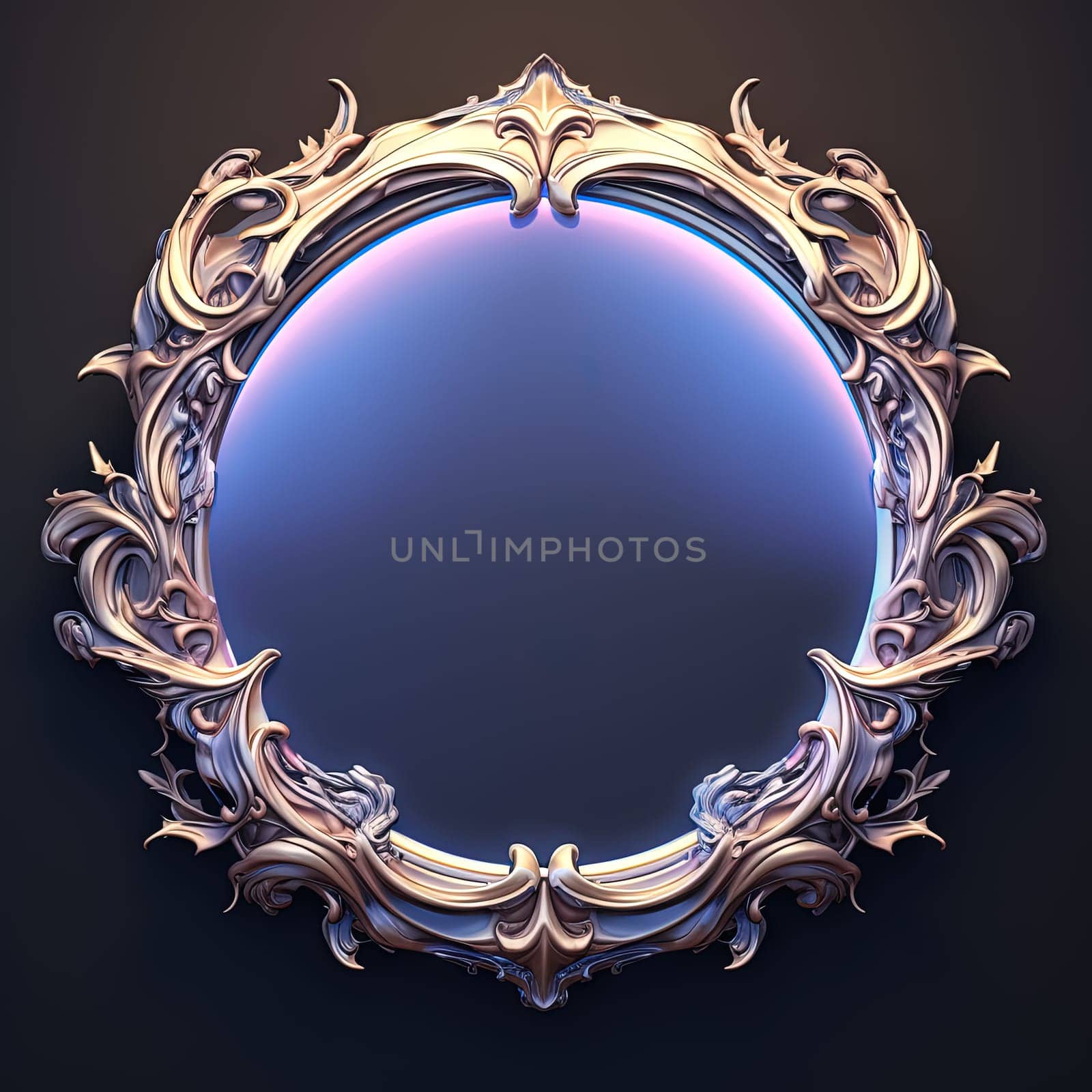 Round frame in art nouveau style with ornament. Retro frame with fairytale and magic decoration. Generated AI. by SwillKch