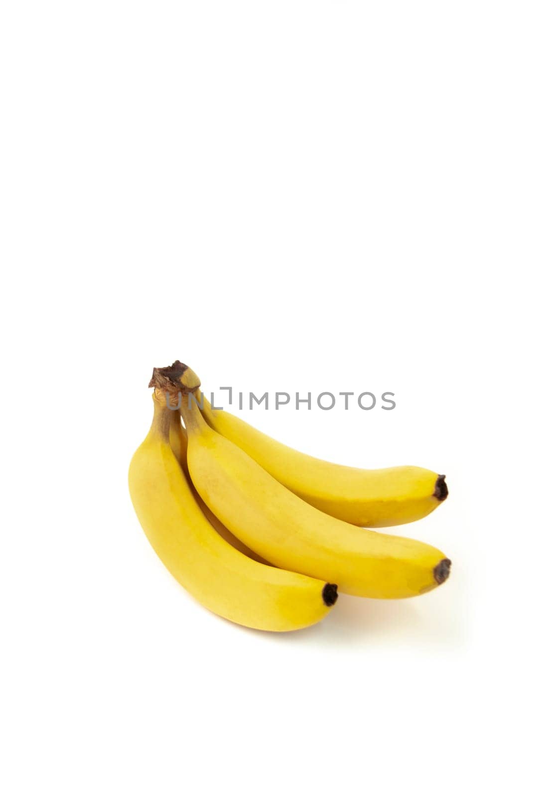 Three yellow bananas are sitting on a white background by Alla_Morozova93