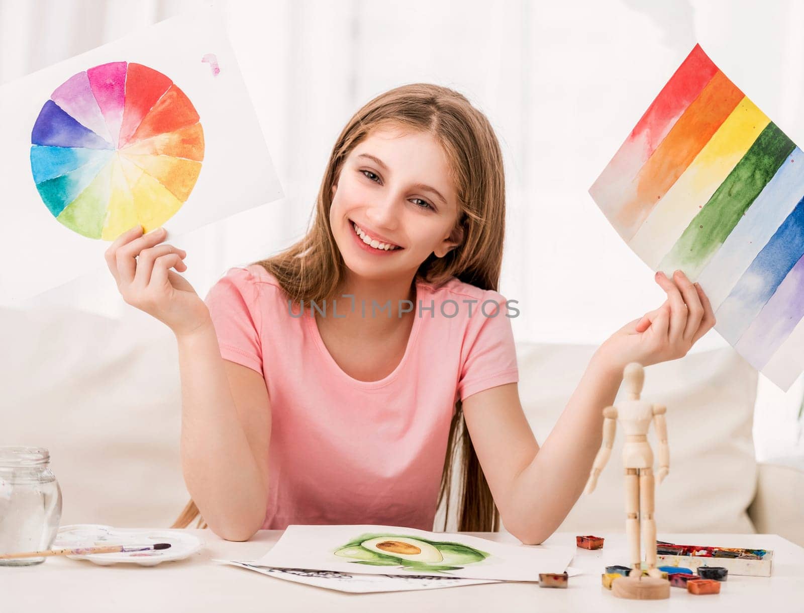 Girl showing her watercolor painted collection by tan4ikk1