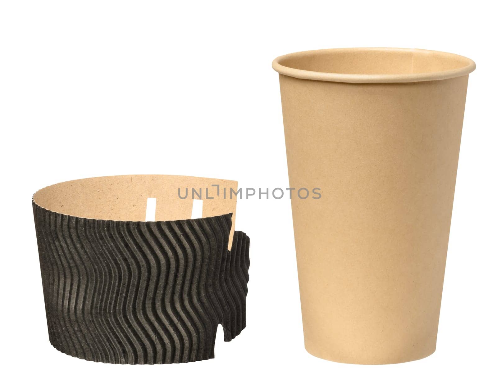 Empty brown cup for tea and coffee on a white isolated background by ndanko
