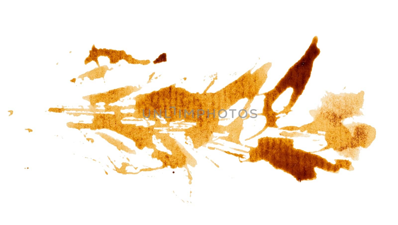 Spilled black coffee, splashes on a white background by ndanko