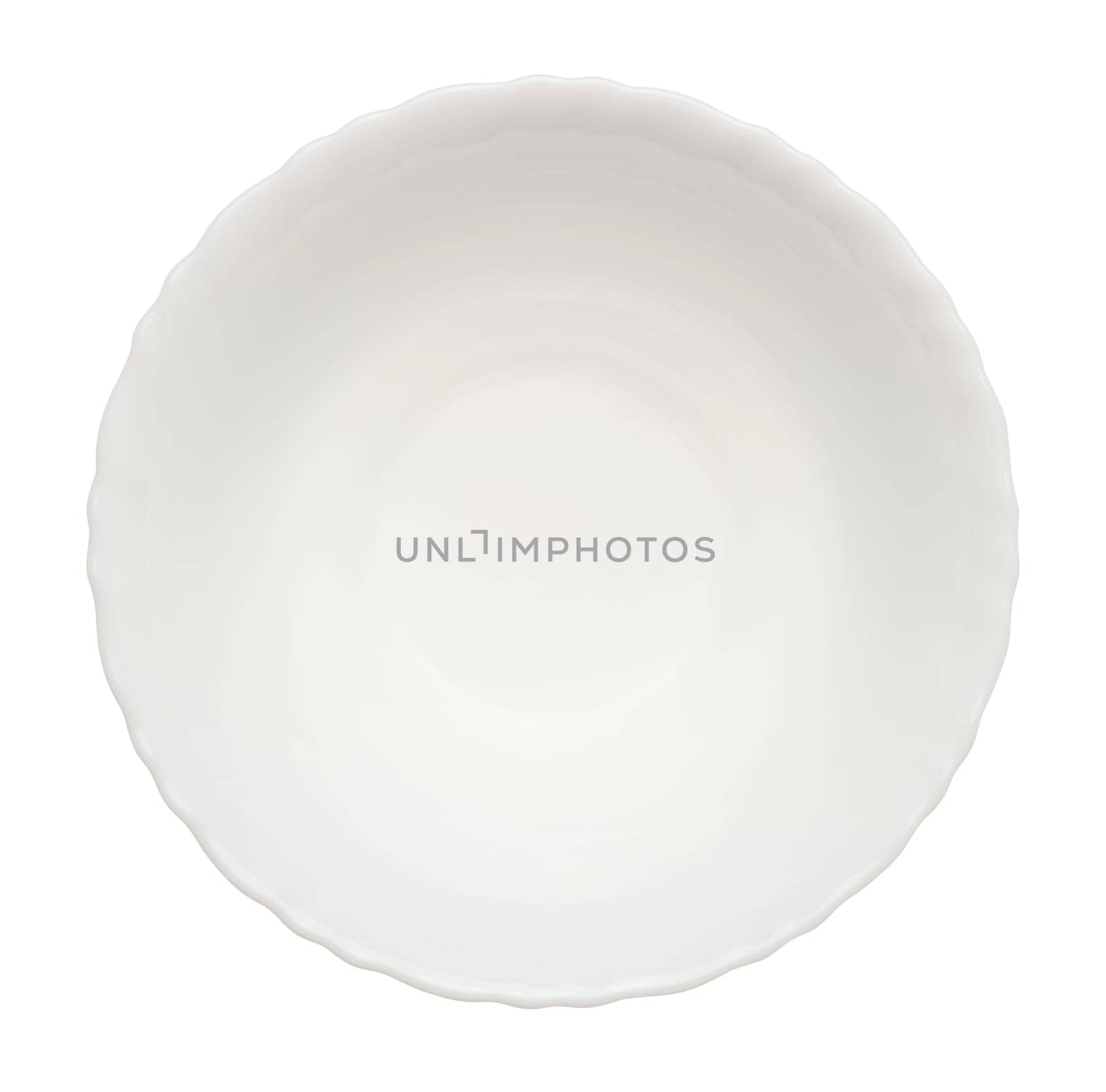 Empty white ceramic soup plate, top view
