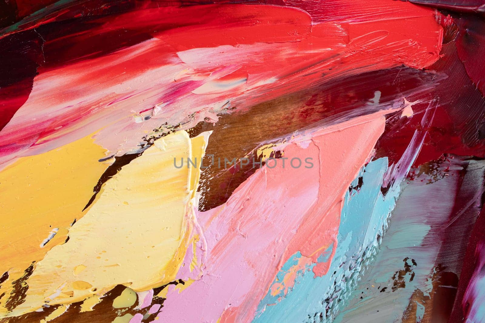 Fragment of multicolored texture painting. Abstract art background. oil on canvas. by MariDein