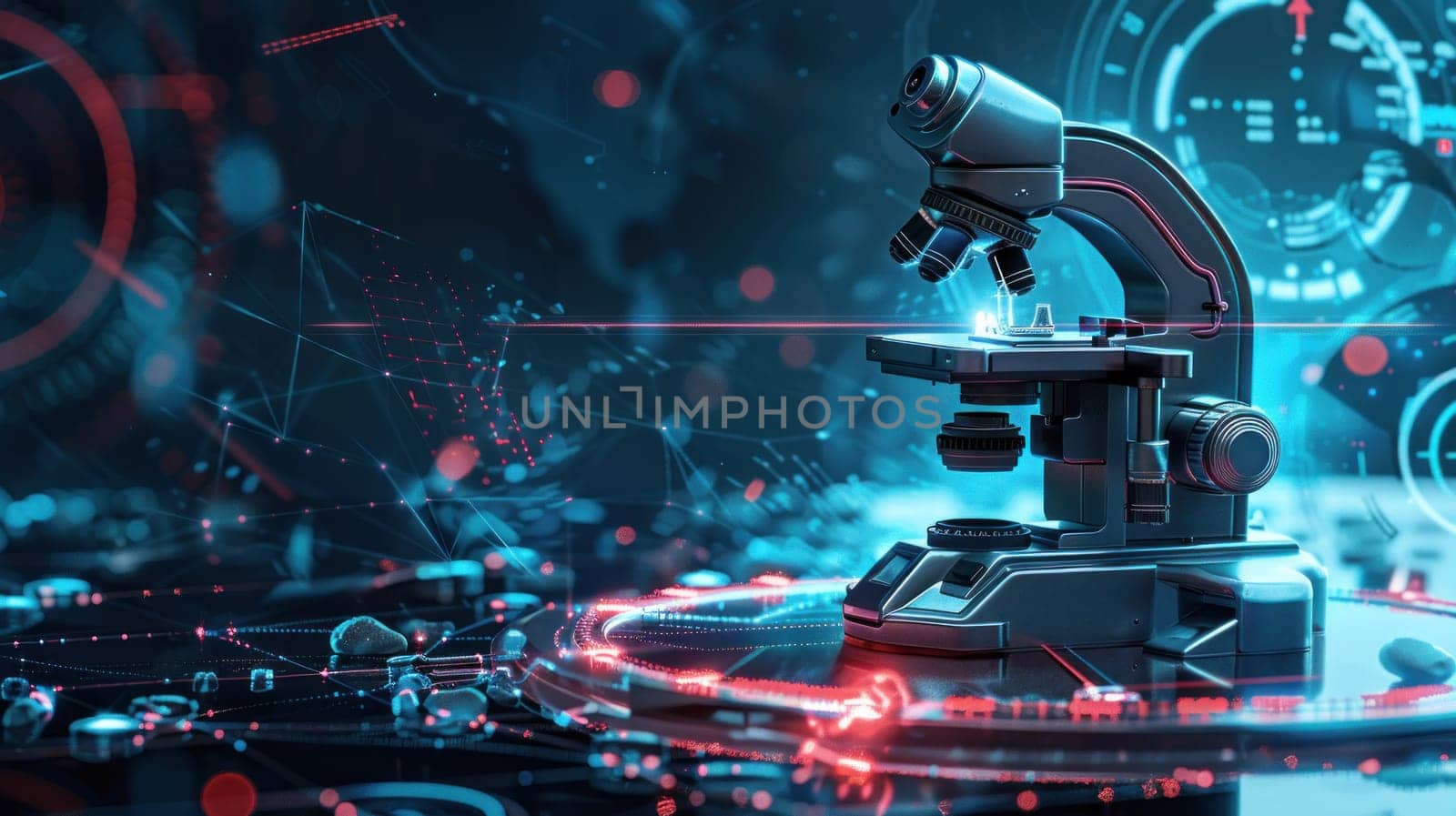 Microscope with a red and blue background by golfmerrymaker